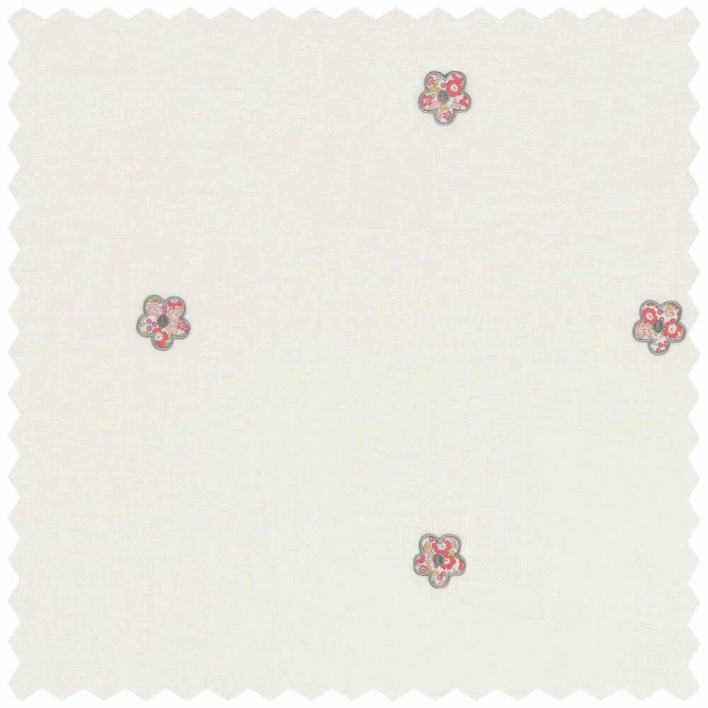 Weißer Dekostoff gestickte Blumen Rose & Nino 45580127-36-45580127