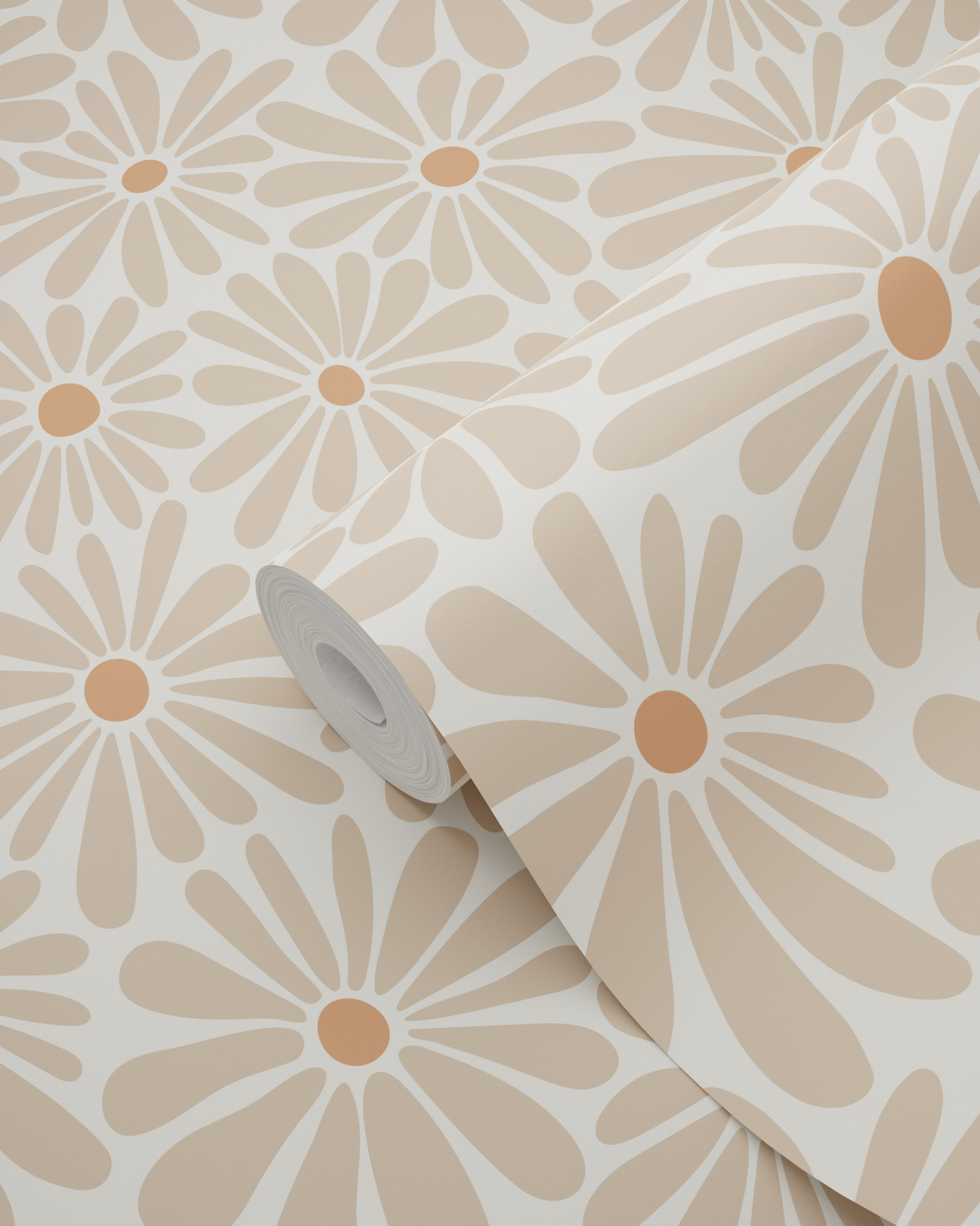 Tapete Blumentapete Gänseblümchen warmbeige Vlies 131148