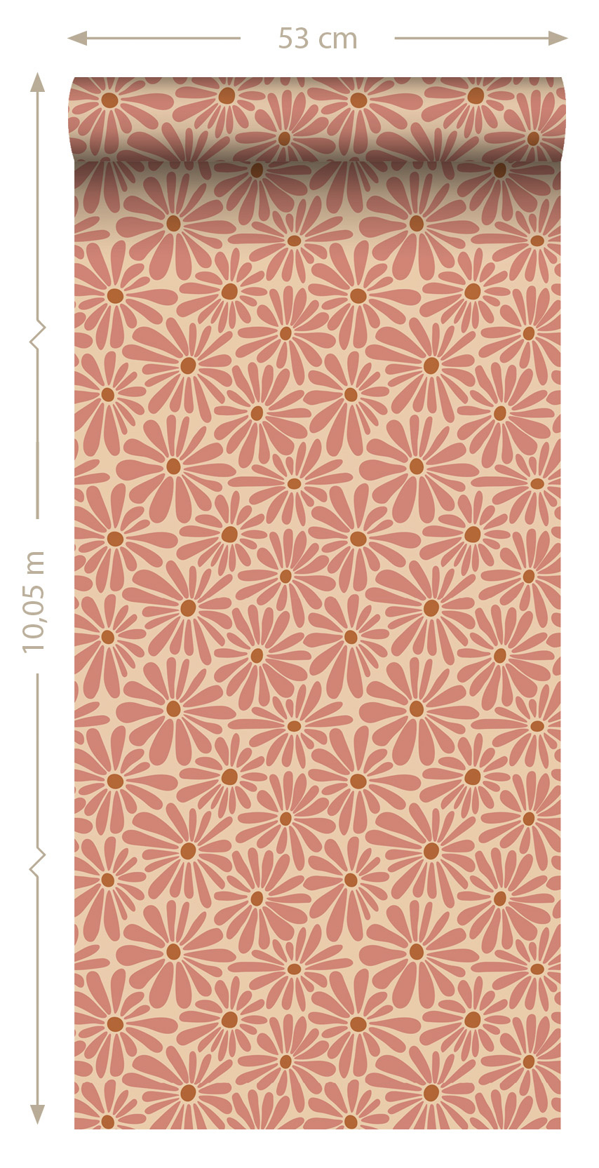 Tapete Gänseblümchen Tapete terracotta rosa Retro 131151