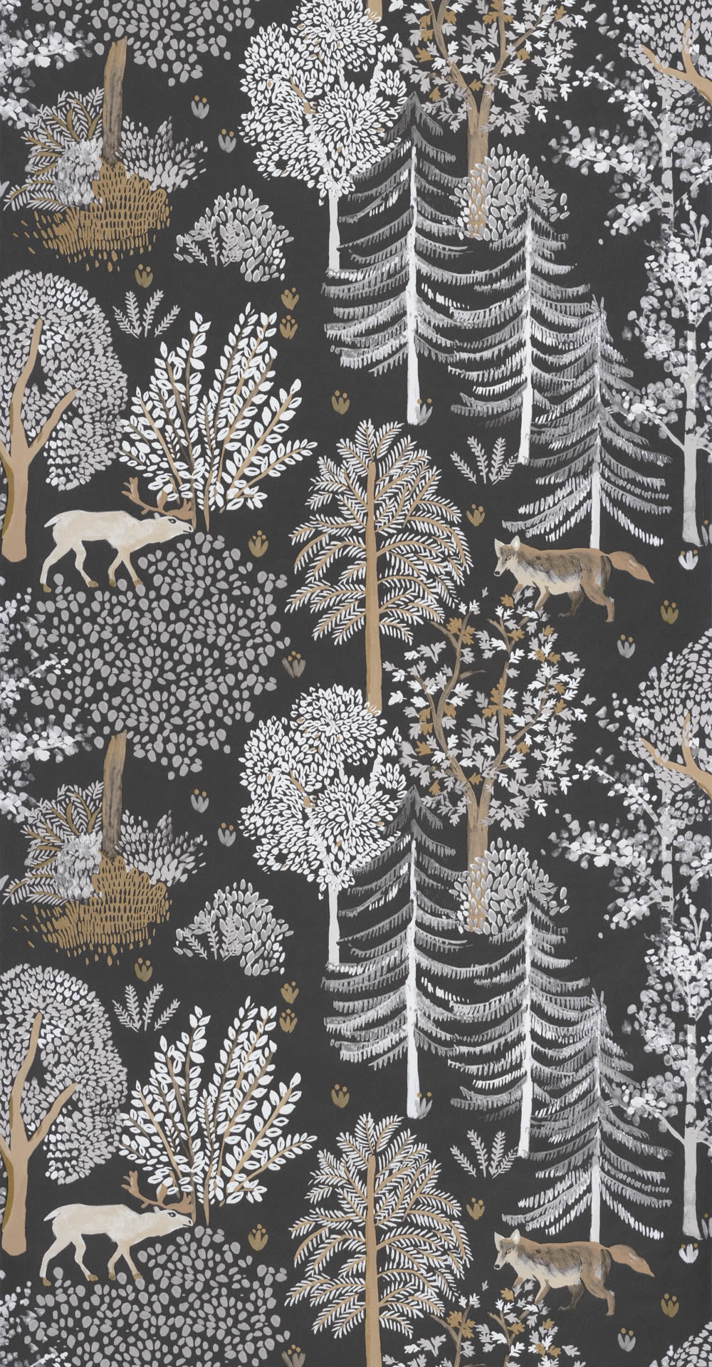 Forest motifs Cute nature wallpaper wallpaper black Caselio - La Foret Texdecor FRT102939090-36-FRT102939090.1M