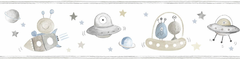 Borte Beige Grau Aliens Ufos Raketen Weltall Ohlala 034544-23-034544