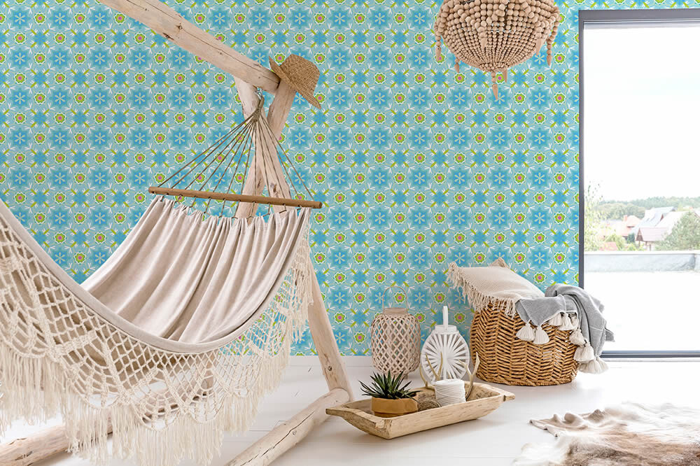 Wandbild Hell-Blau Kaleidoskop Muster-65-TD4070