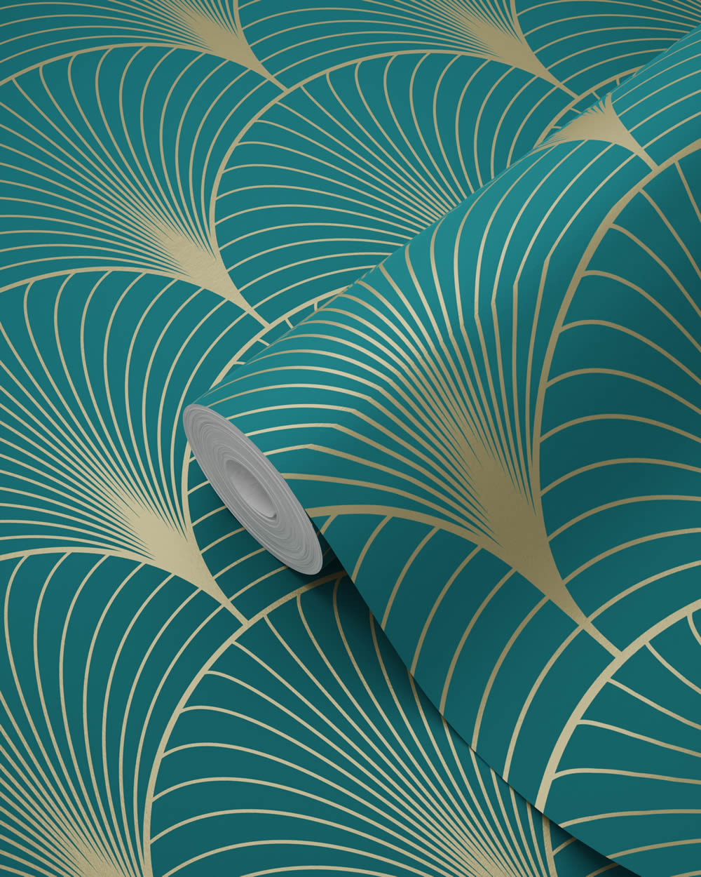 Tapete mit geometrischen Bögen Art Deco petrol Vlies 139230