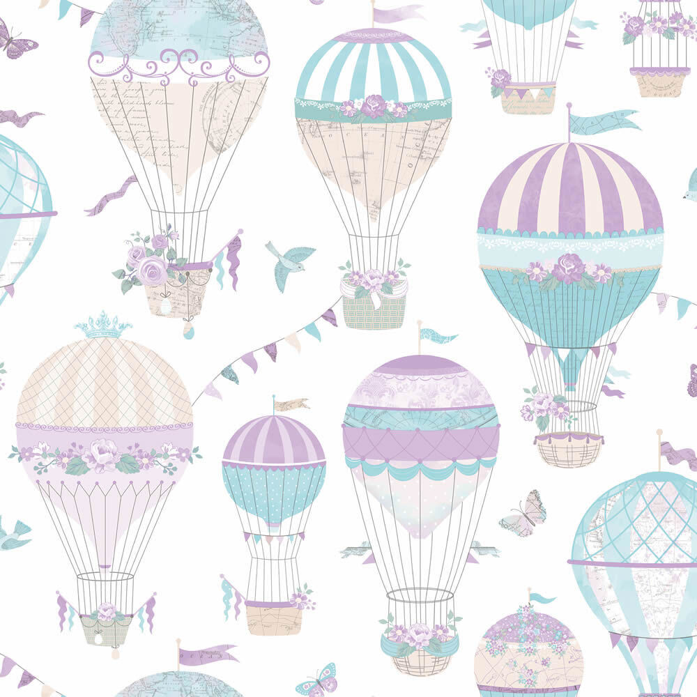 Wallpaper purple turquoise balloons