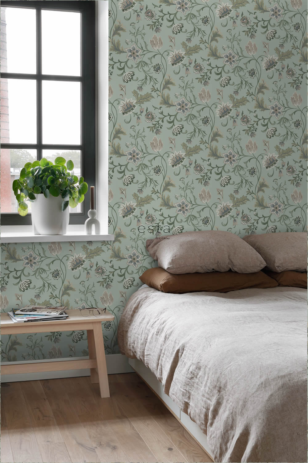 Tapete Blumenranken Vintage Vlies grün 139413