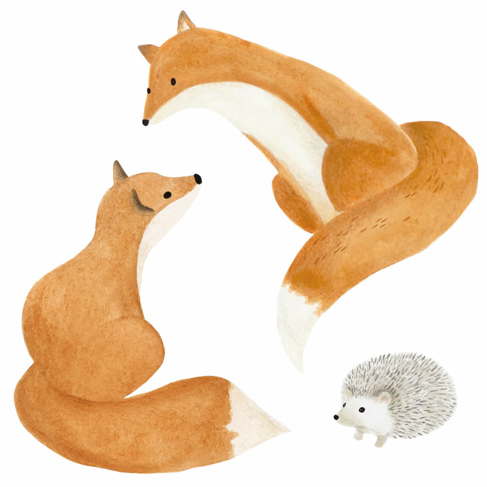 Forest Animals Foxes Wall Art Pastel Colors Casadeco - Once upon a time OUAT88593395-36-OUAT88593395