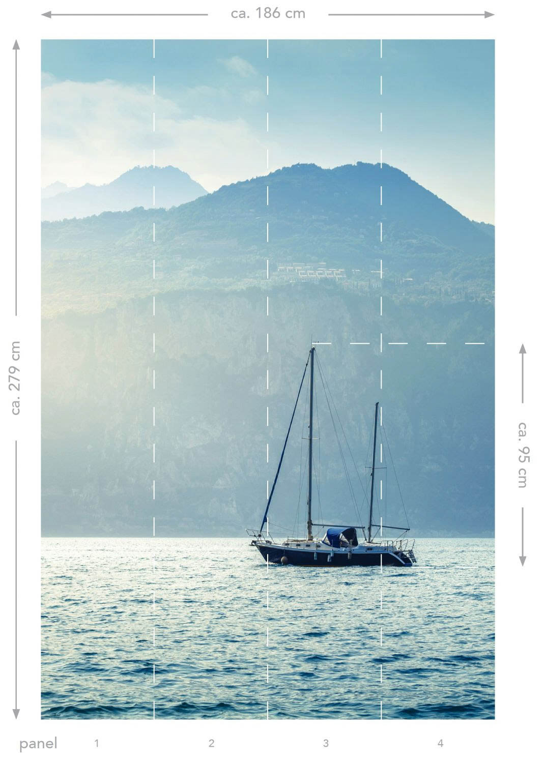 Wandbild Segelboot blau 186 x 279 cm 158850