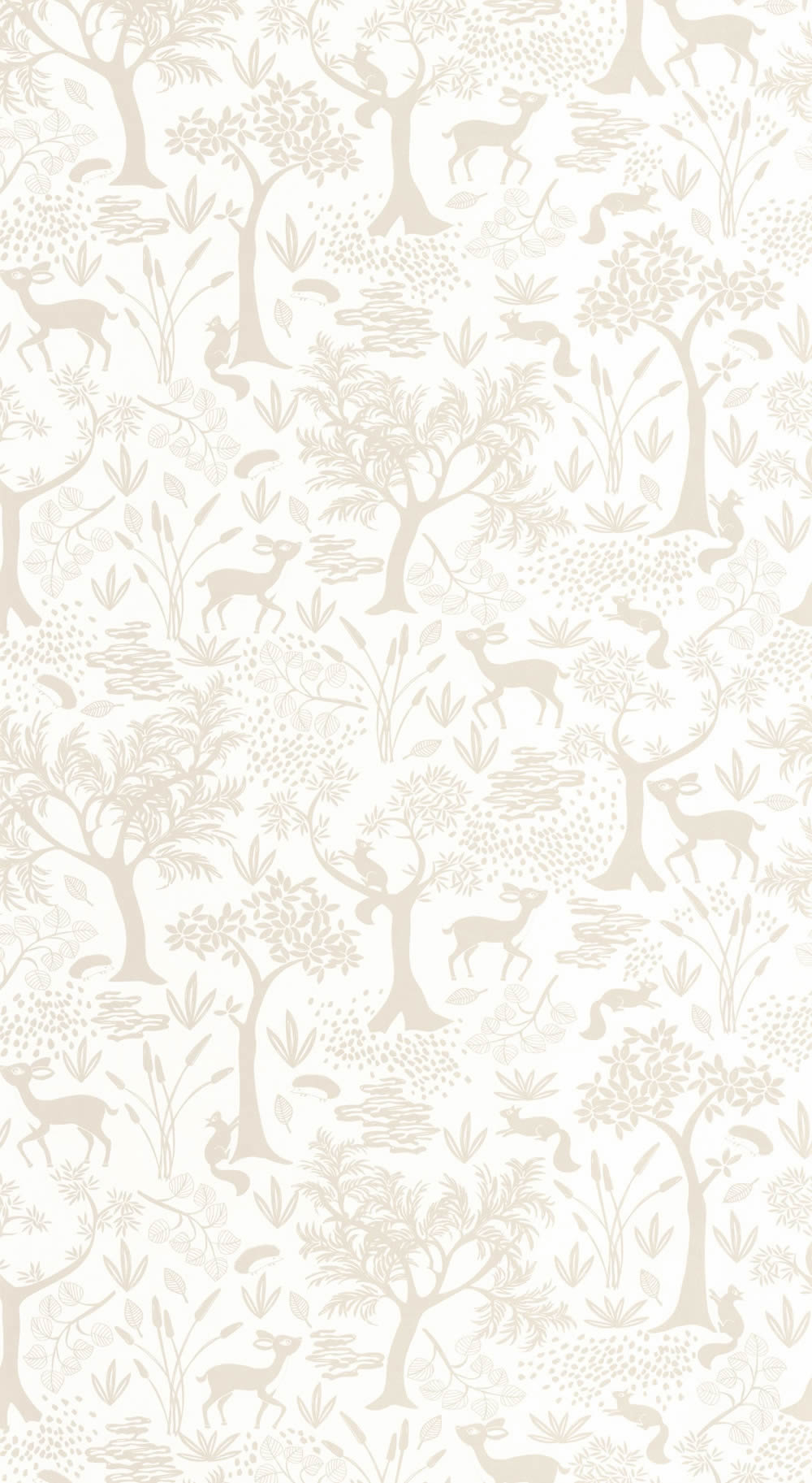 Vliestapete weiß beige Bäume Rehe Wald OUAT88261157