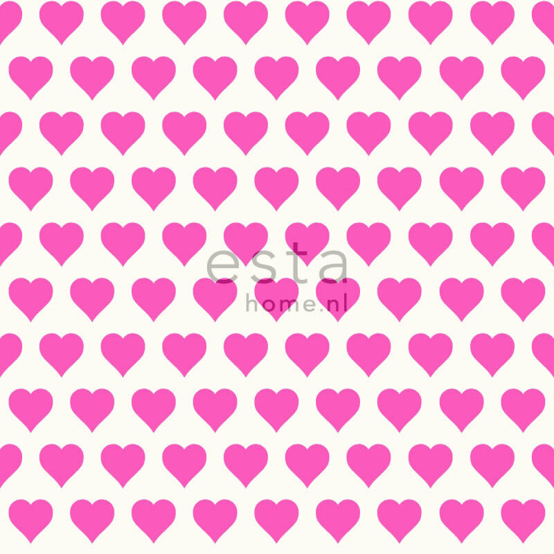 non-woven wallpaper heart pink white