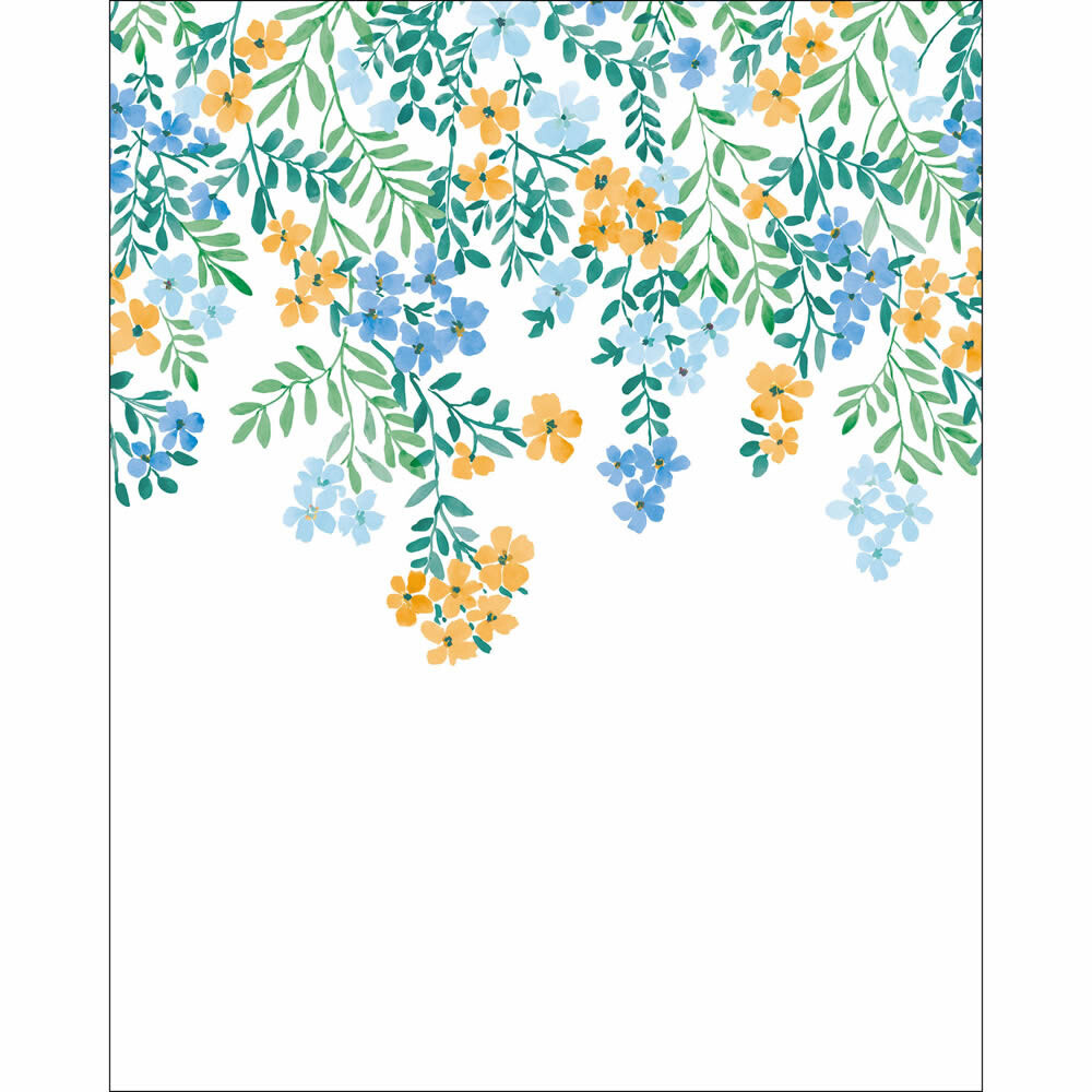 Wandbild S feine Blumen oben Muster unten Uni blau orange PMW104636305