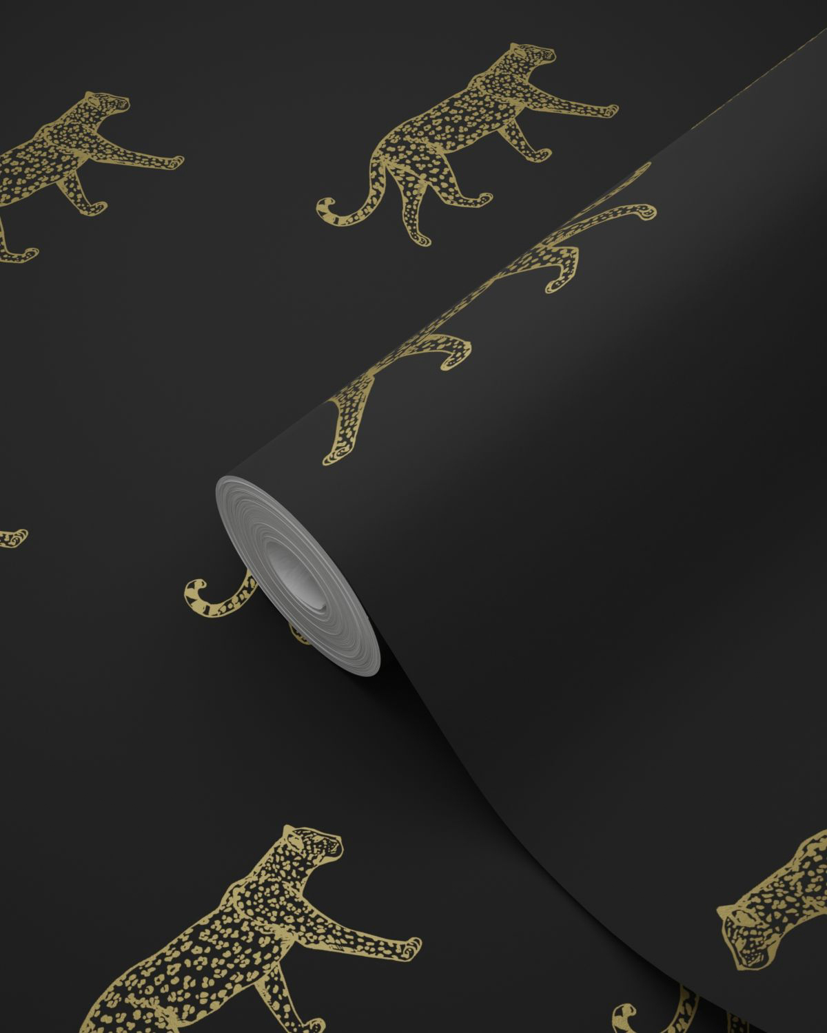 Tapete Vliestapete goldene Leoparden schwarz 347686