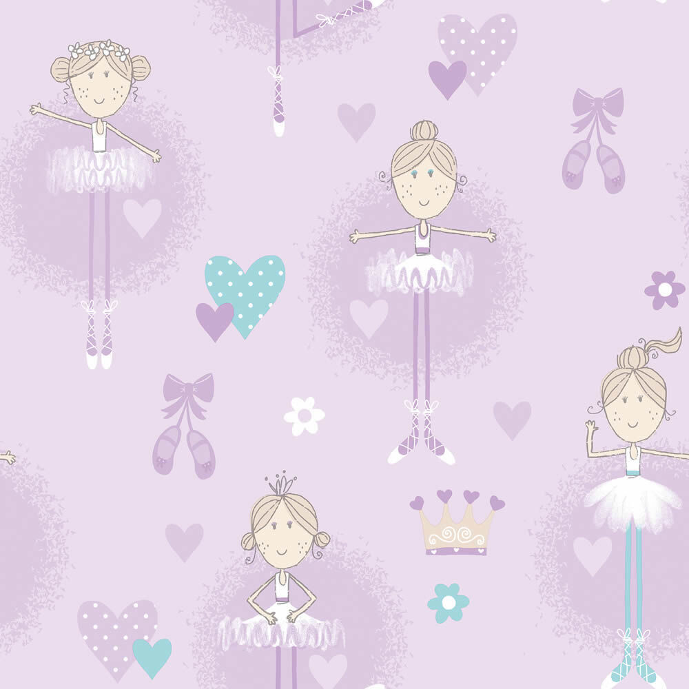 Wallpaper non-woven bright purple ballerina