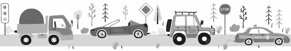 Straßenverkehr Kinderautos Borte weiß und grau Kids Walls Marburg 45847