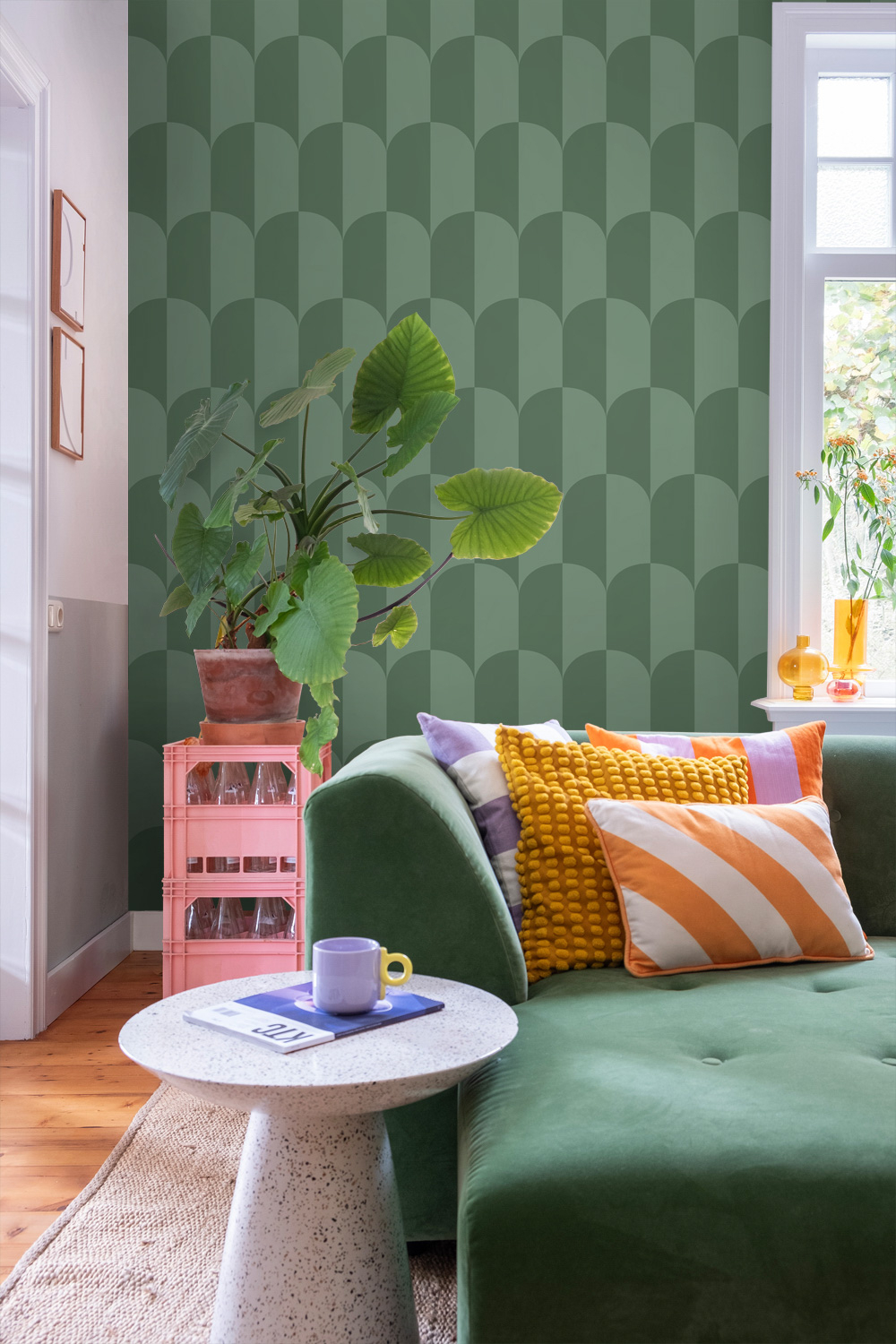 Tapete Vliestapete Art Deco Bögen grün 139995