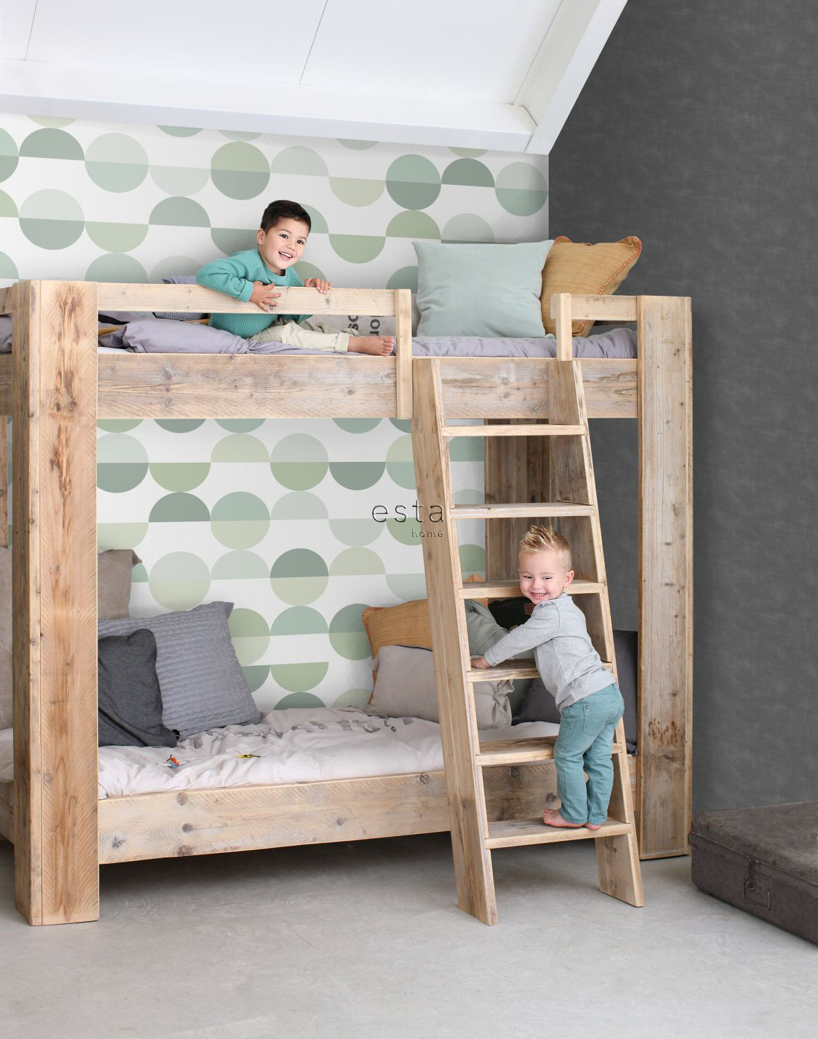 Wandbild grüne Halbkreise Retro weiß 150 x 279 cm 158904