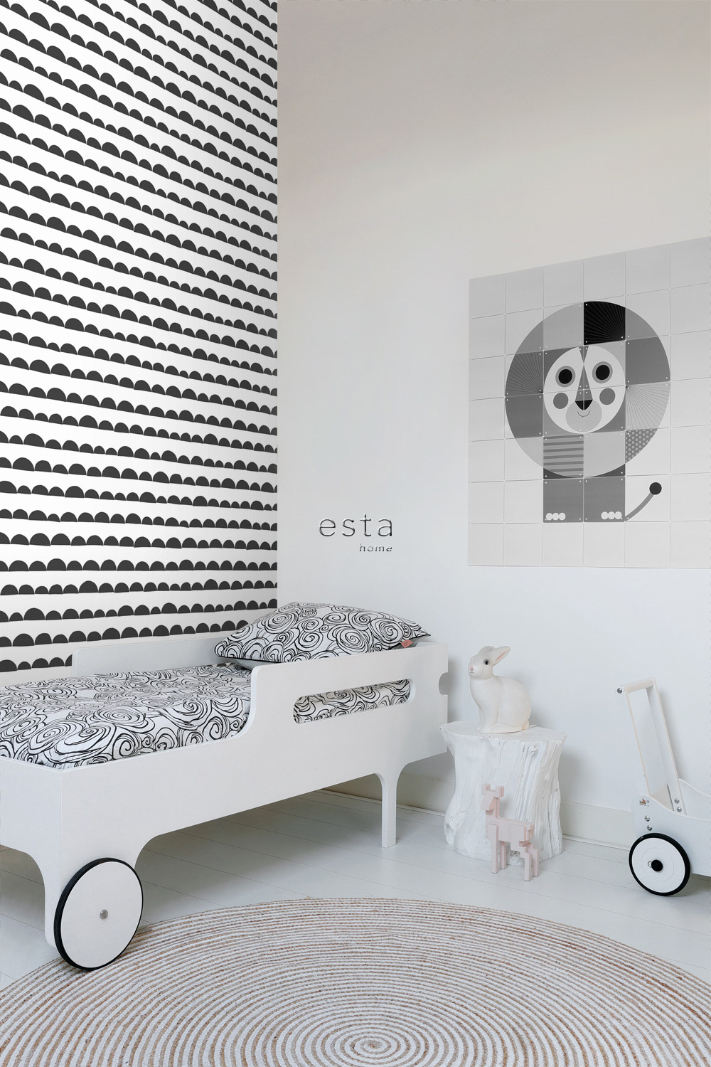 Tapete Halbkreise minimalistisch Vlies schwarz weiß 139268