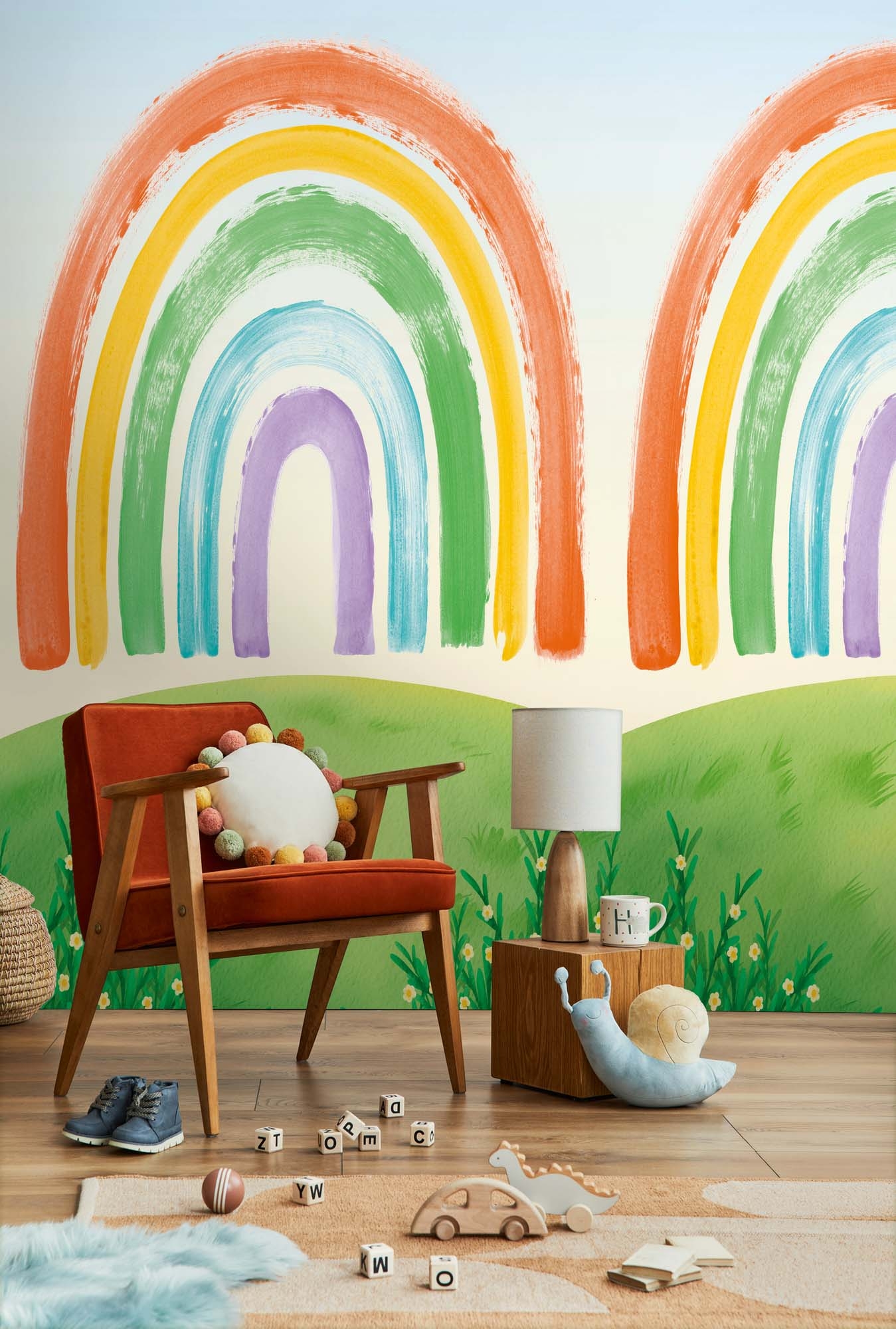 Wandbild Regenbogen Aquarell bunt 159 x 280 cm 792883
