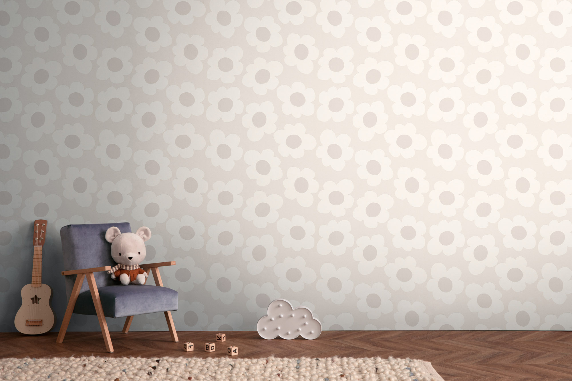 Tapete Blumentapete große Blüten beige 792132
