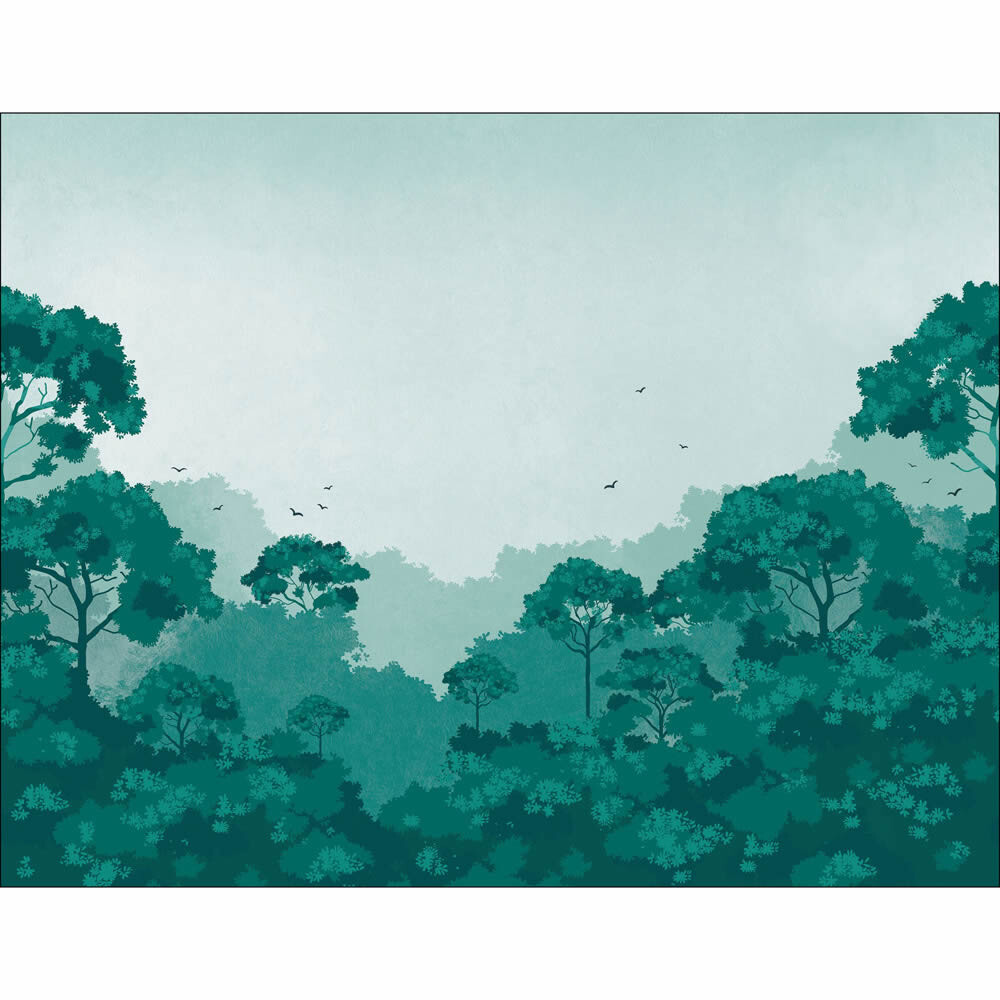 Mural L nonwoven jungle dense trees landscape green PMW104727712