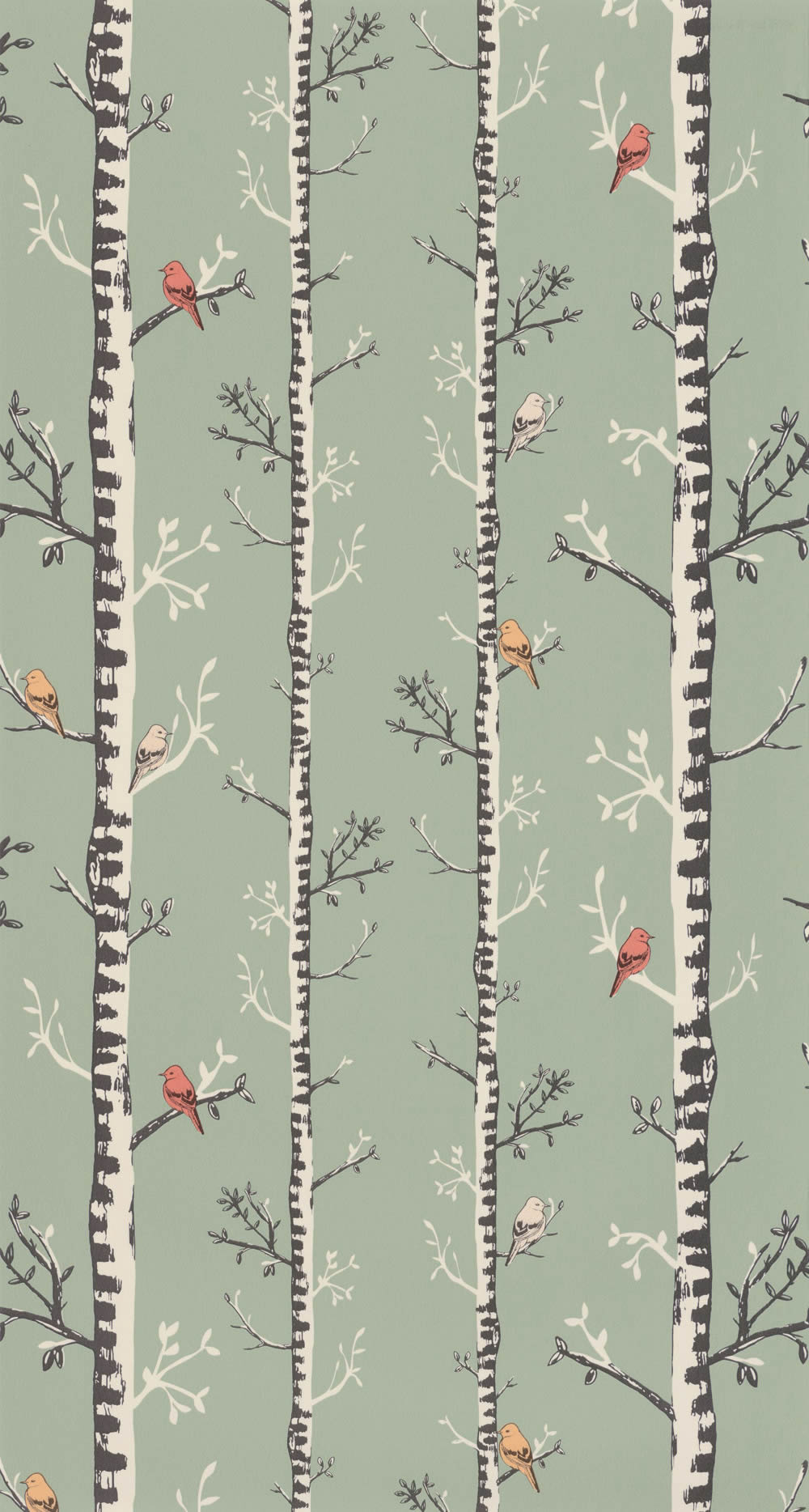 Vögel im Wald Hellgrün Tapete Caselio - Autour du Monde Texdecor ADM103567270