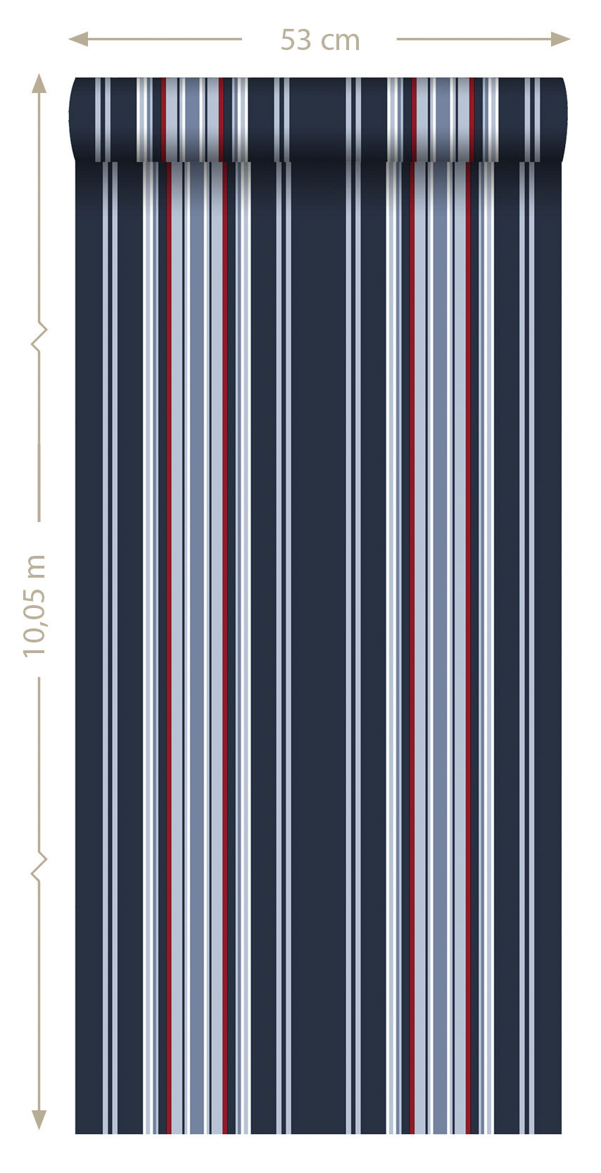 Marine Streifen Tapete navy rot Vlies 136419