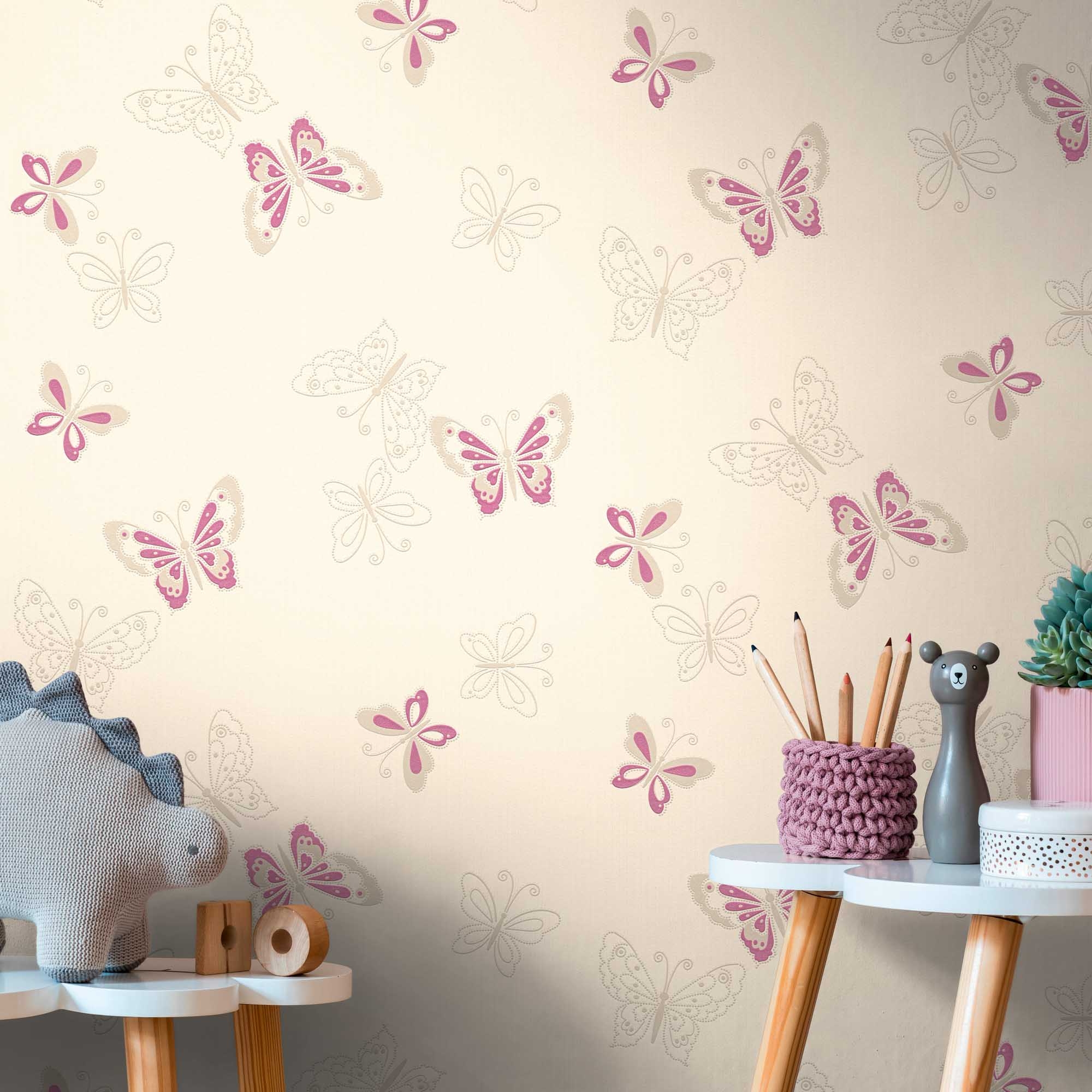 Tapete Schmetterling Tapete lila creme Vlies 347651