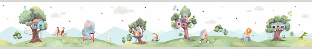 Weiß und bunte Borte Tiere in der Natur Pippo Rasch Textil 104742-23-104742.1M