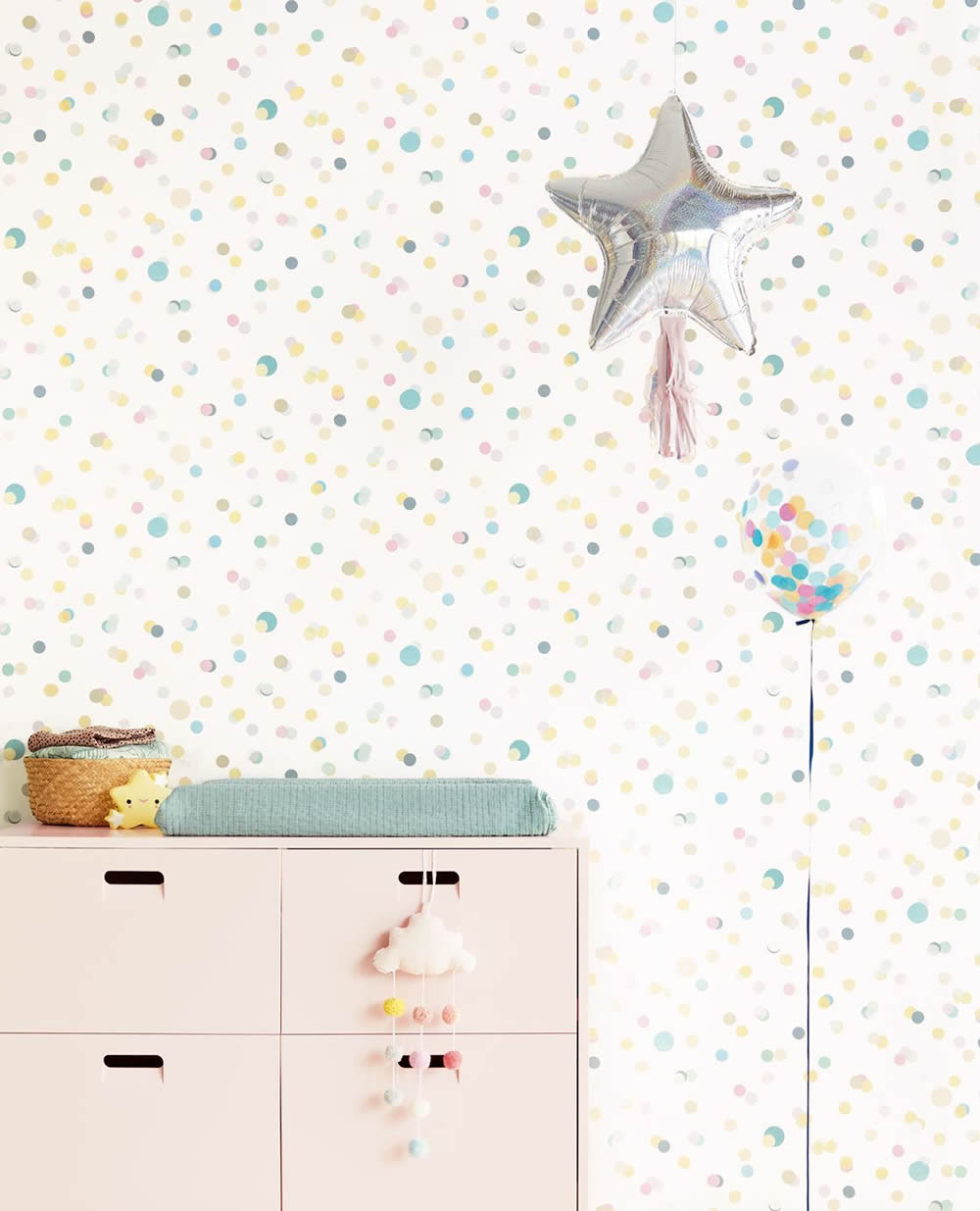 wallpaper pastel coloured dots cream-55-399001