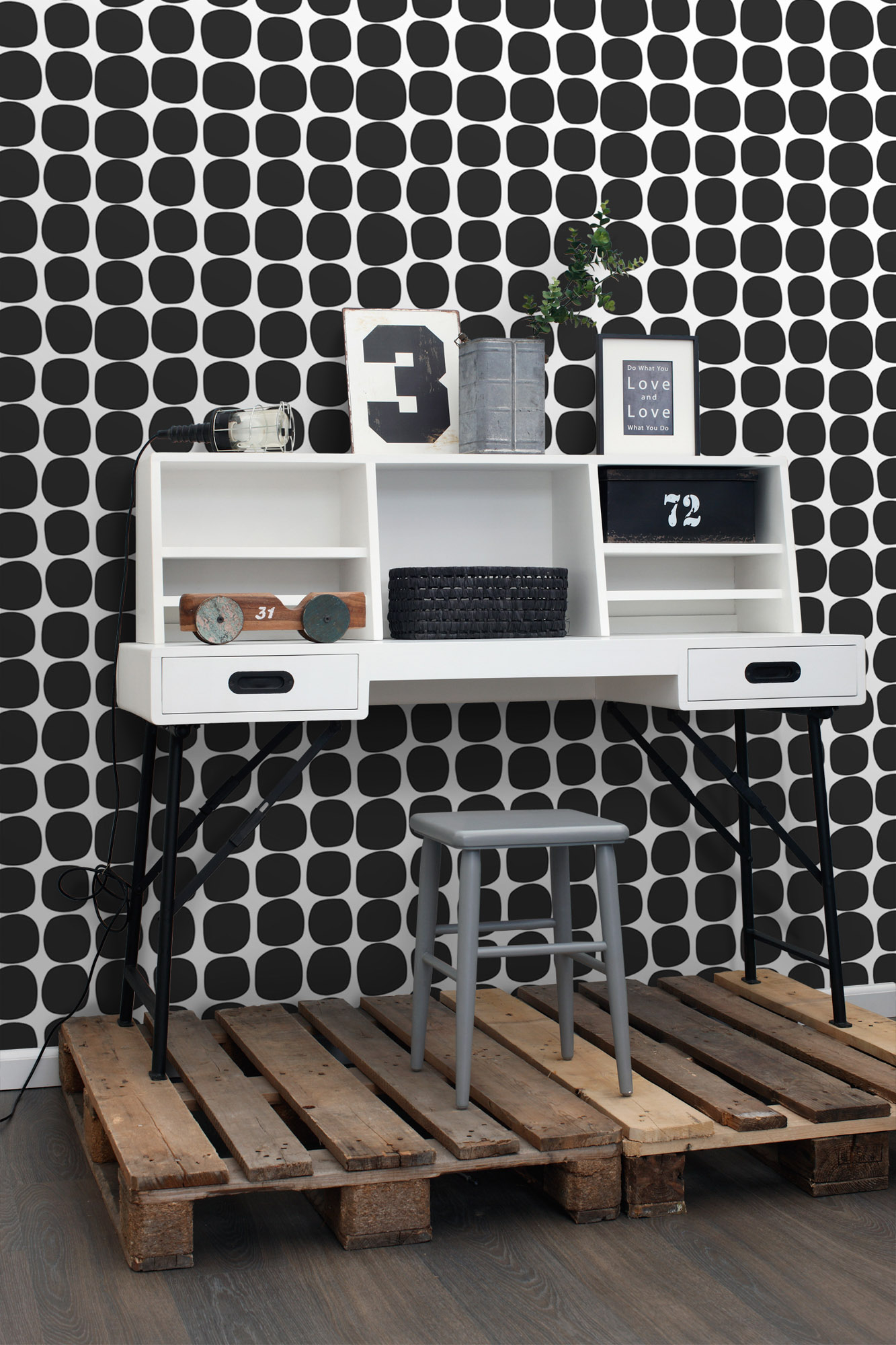Tapete Grafik Tapete Scandi Quadrate schwarz weiß Vlies 139090