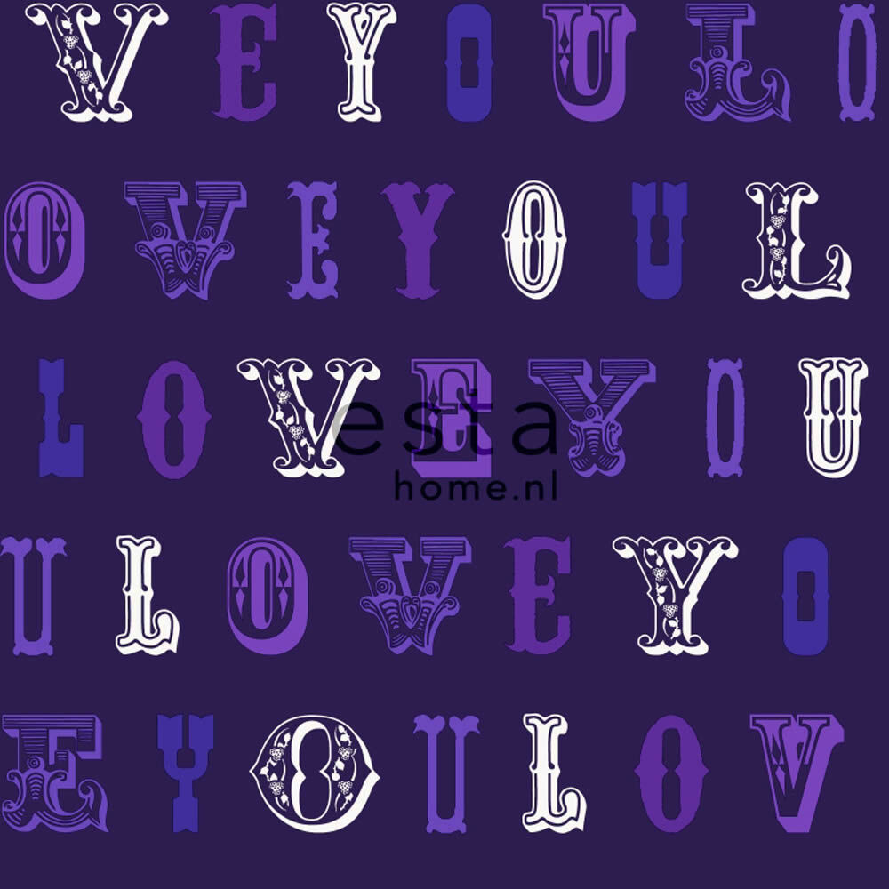 non-woven wallpaper love purple girl