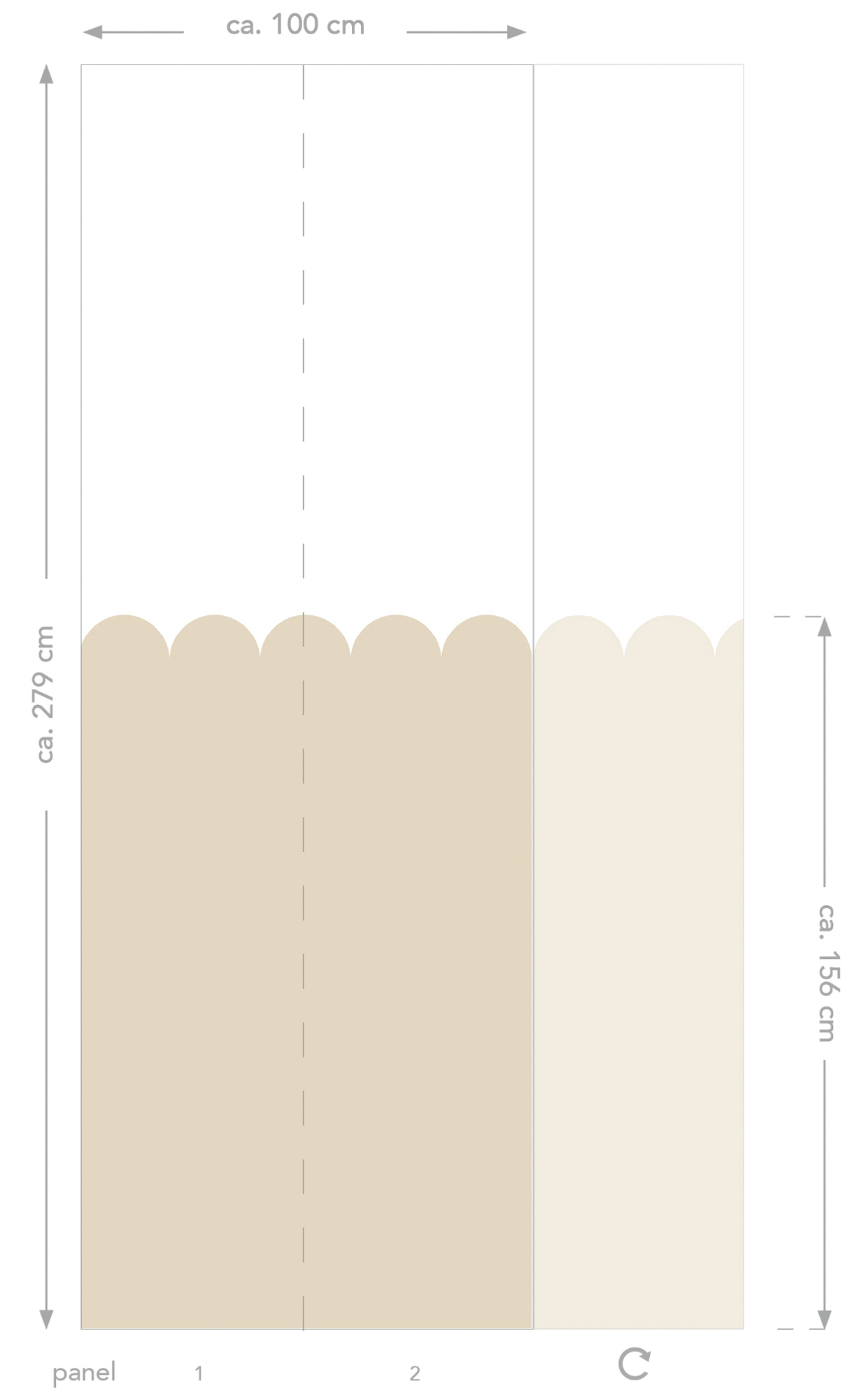 Wandbild zweifarbig halbhohe Wandverkleidung 2 Bahnen beige