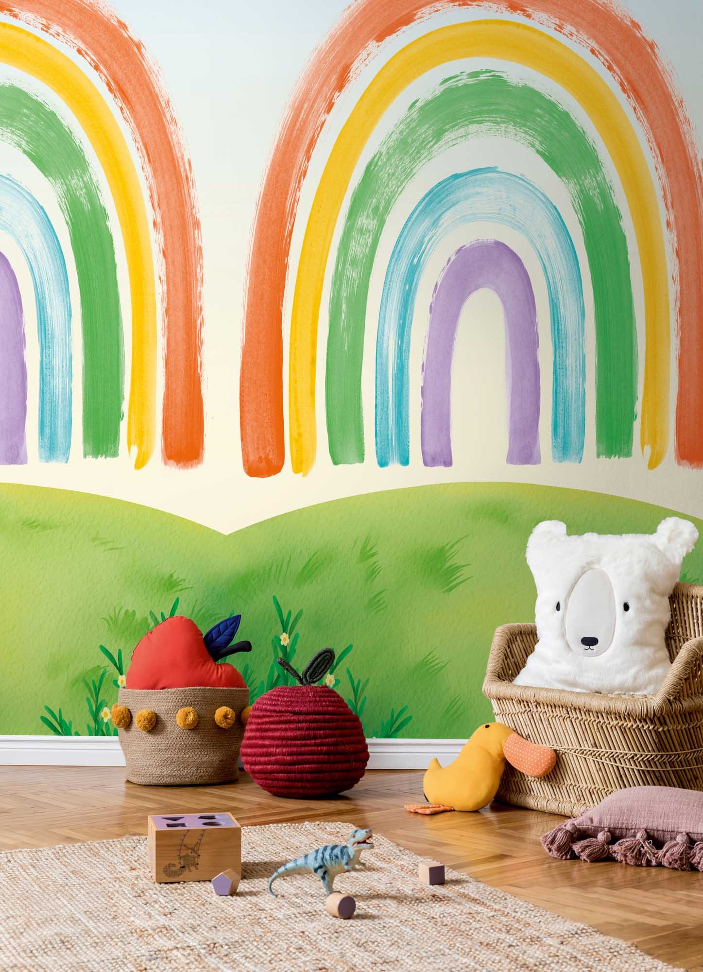 Wandbild Regenbogen Aquarell bunt 159 x 280 cm 792883