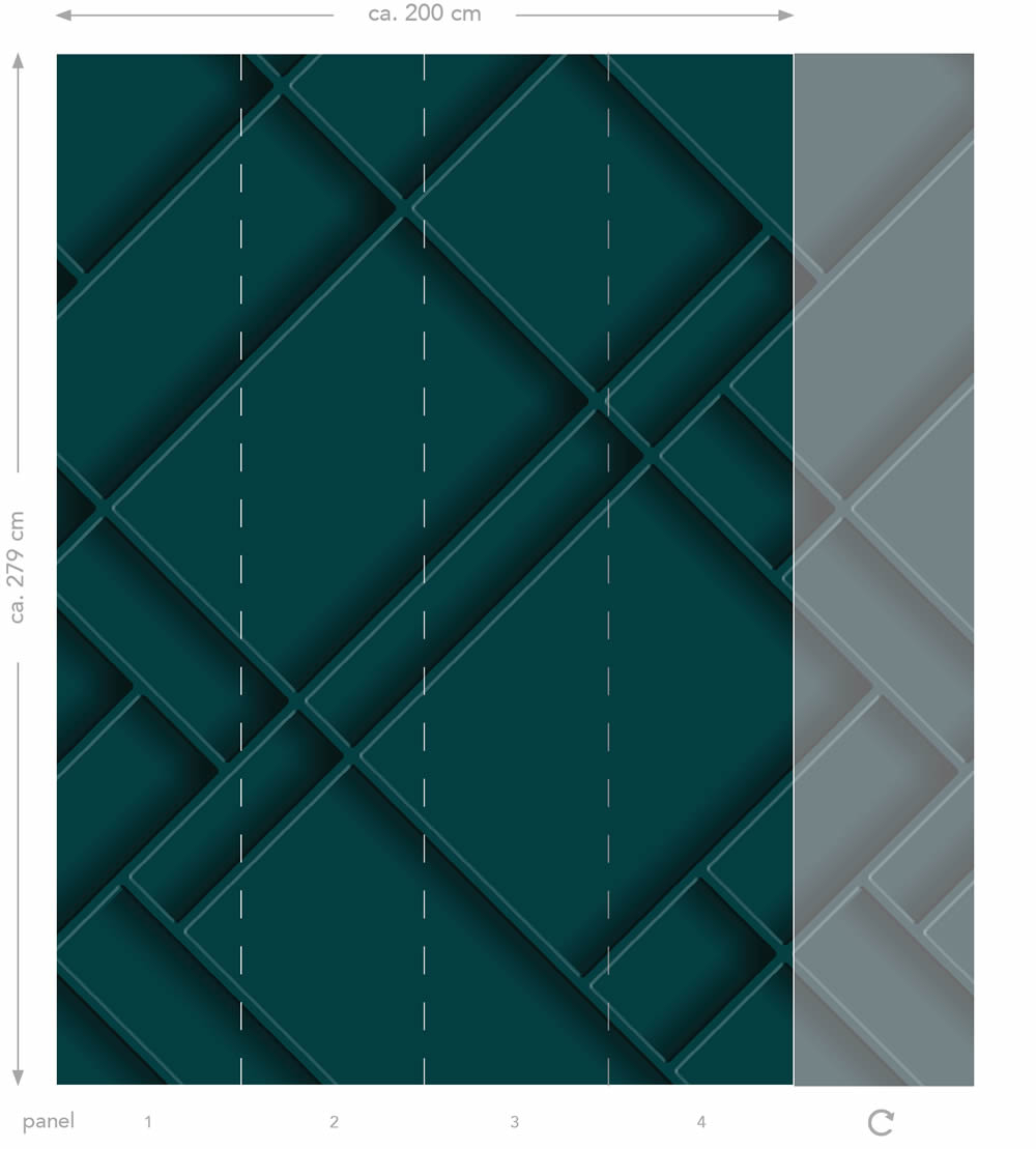 Holzpaneel Wandbild petrolblau Vlies 200 x 279 cm 158964