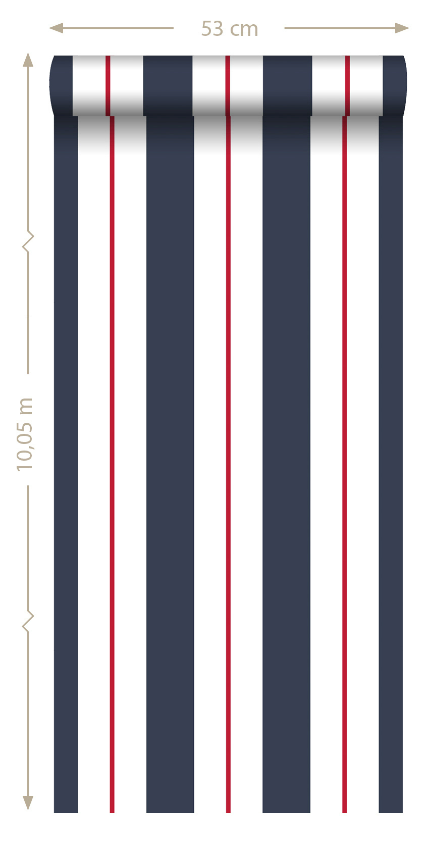 Streifentapete klassisch blau rot Vlies 136415