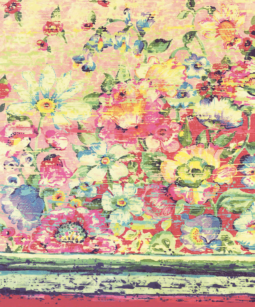 Colorful mural Pink-orange flowers-55-364115