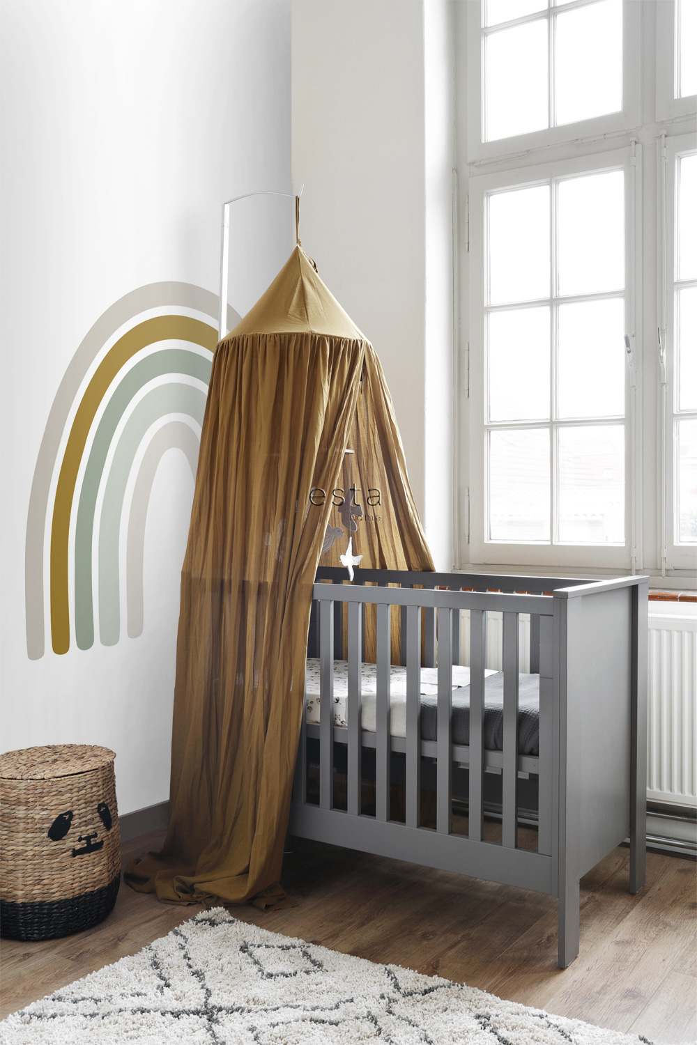 Wandbild Regenbogen graugrün weiß 150 x 279 cm 159054