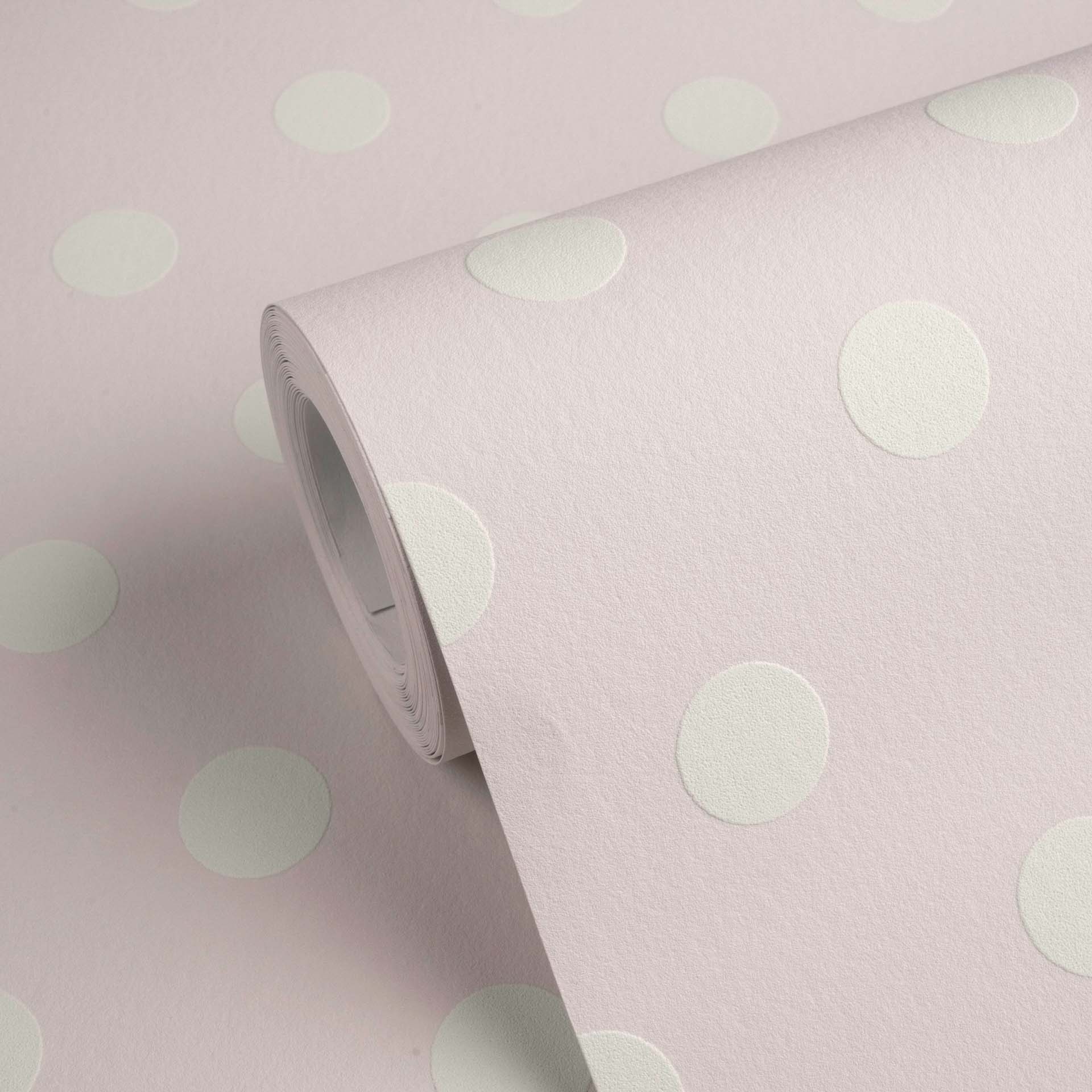 Tapete Punktetapete weiße Kreise rosa Vlies 363366