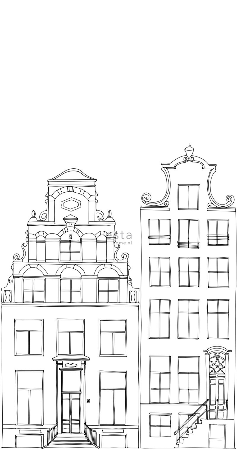 Wandbild Amsterdam Häuser schwarz weiß 150 x 279 cm 158833