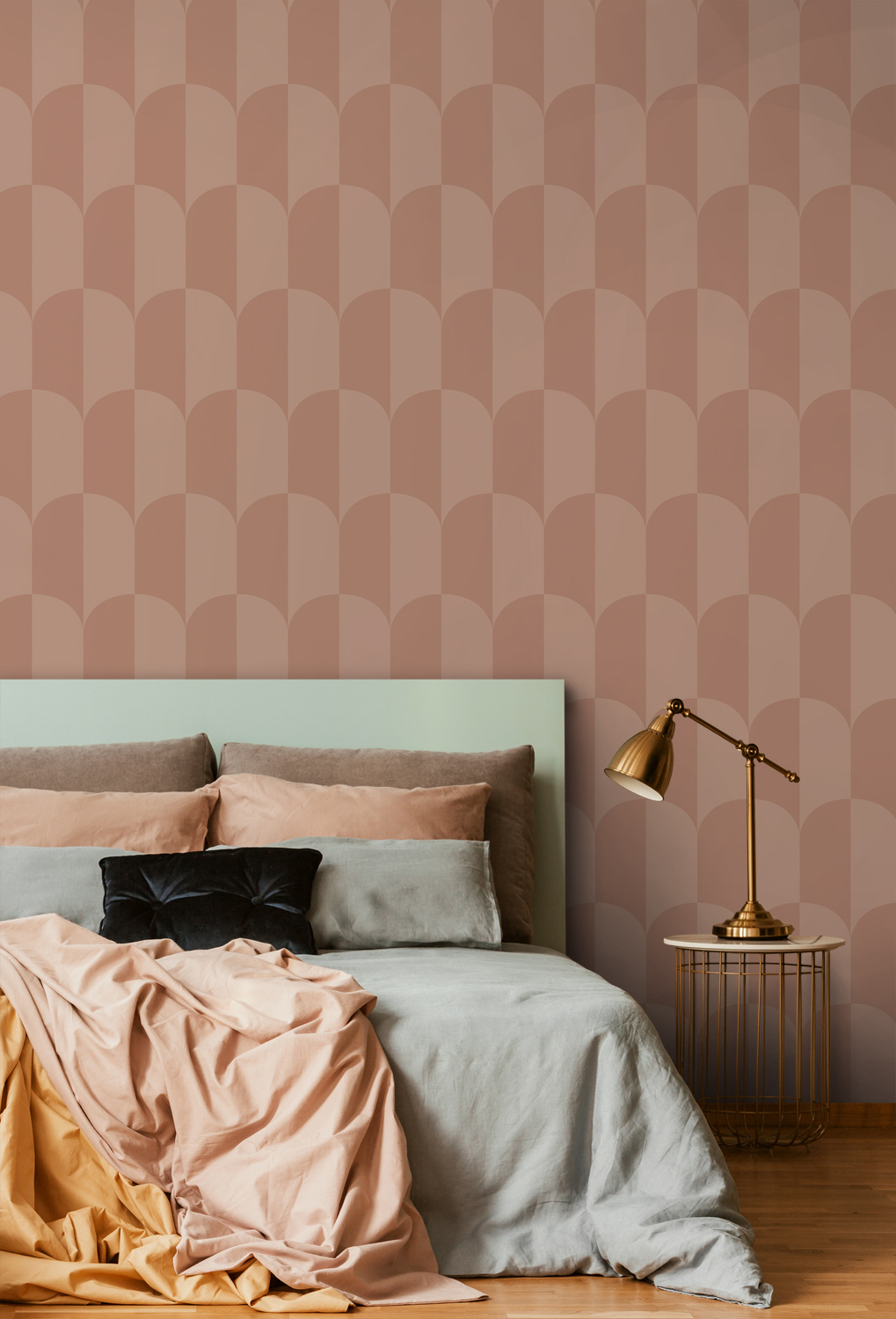 Tapete Vliestapete Art Deco Bögen terracotta rosa 131238