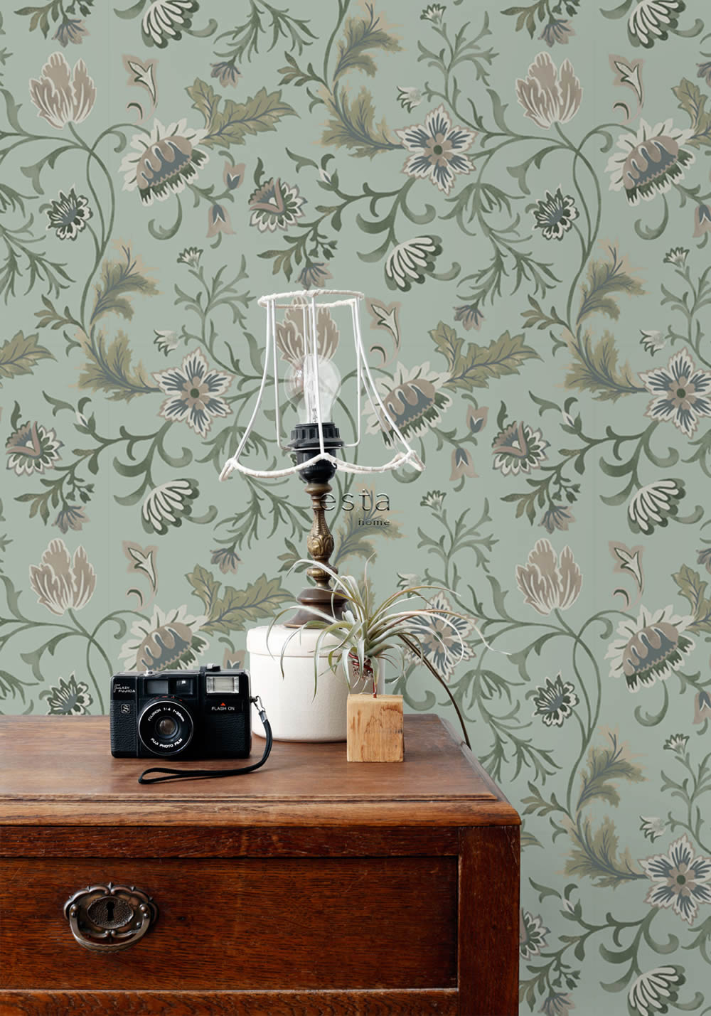 Tapete Blumenranken Vintage Vlies grün 139413