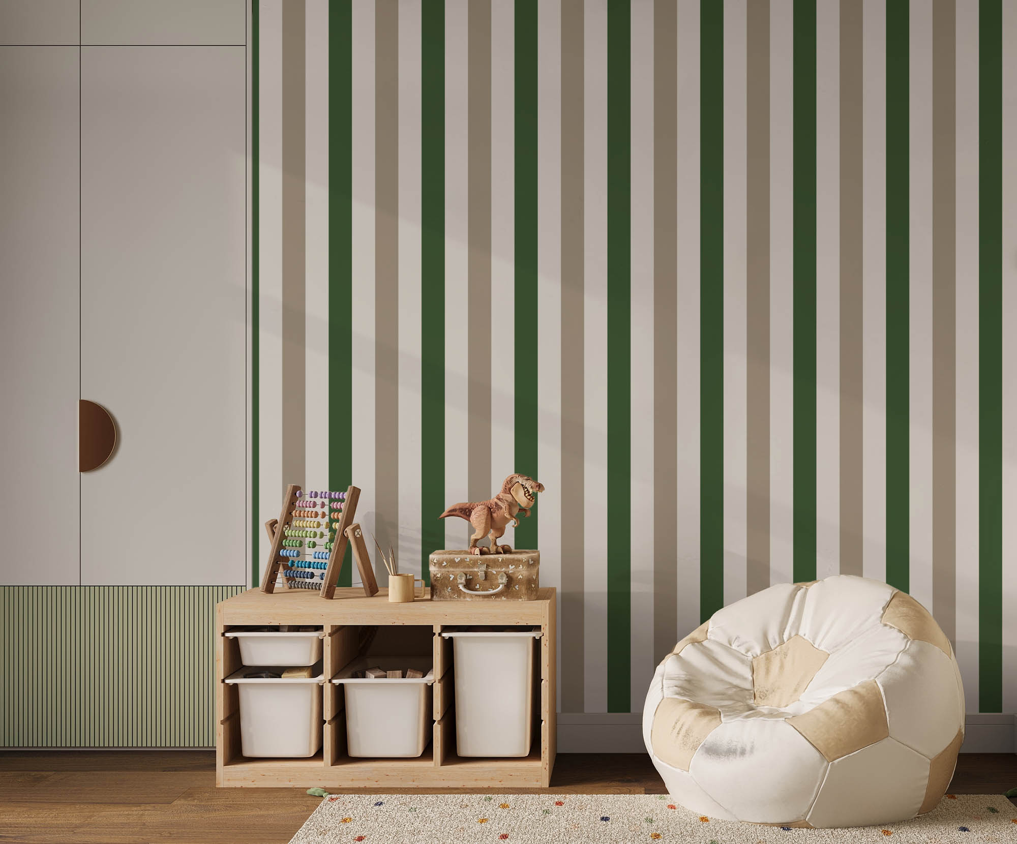 Tapete Streifen grün gestreift beige weiß G78550