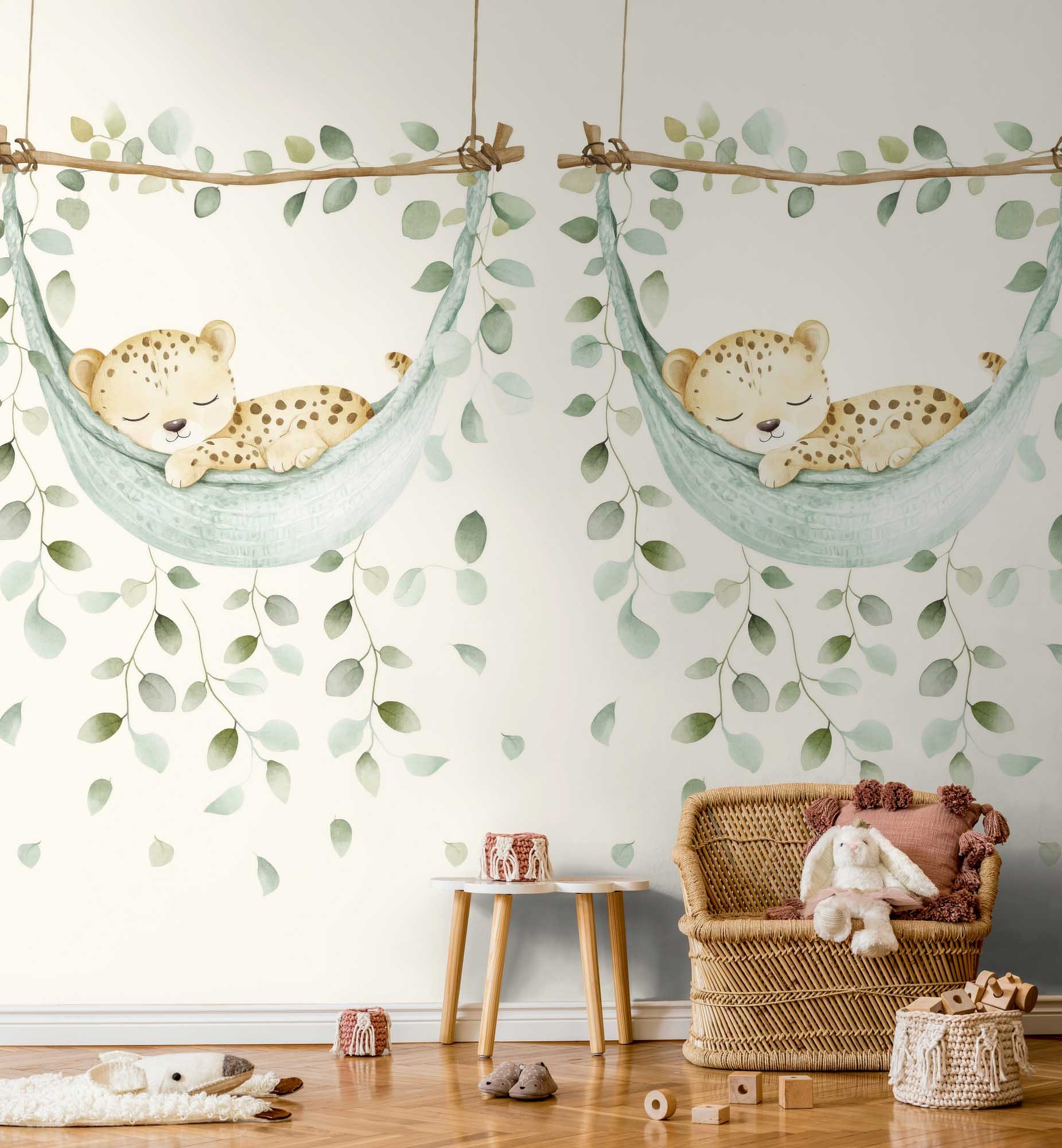 Wandbild Leopard in Hängematte beige 159 x 280 cm 792896