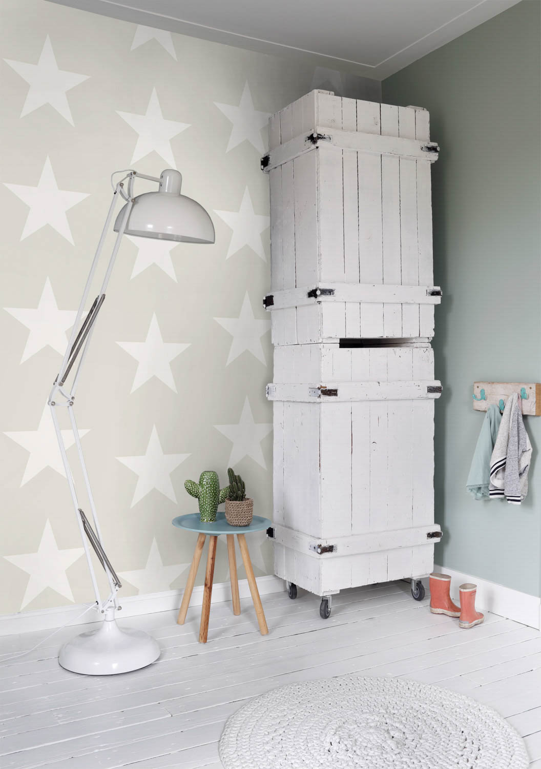 Beige Tapete Sterne Vlies
