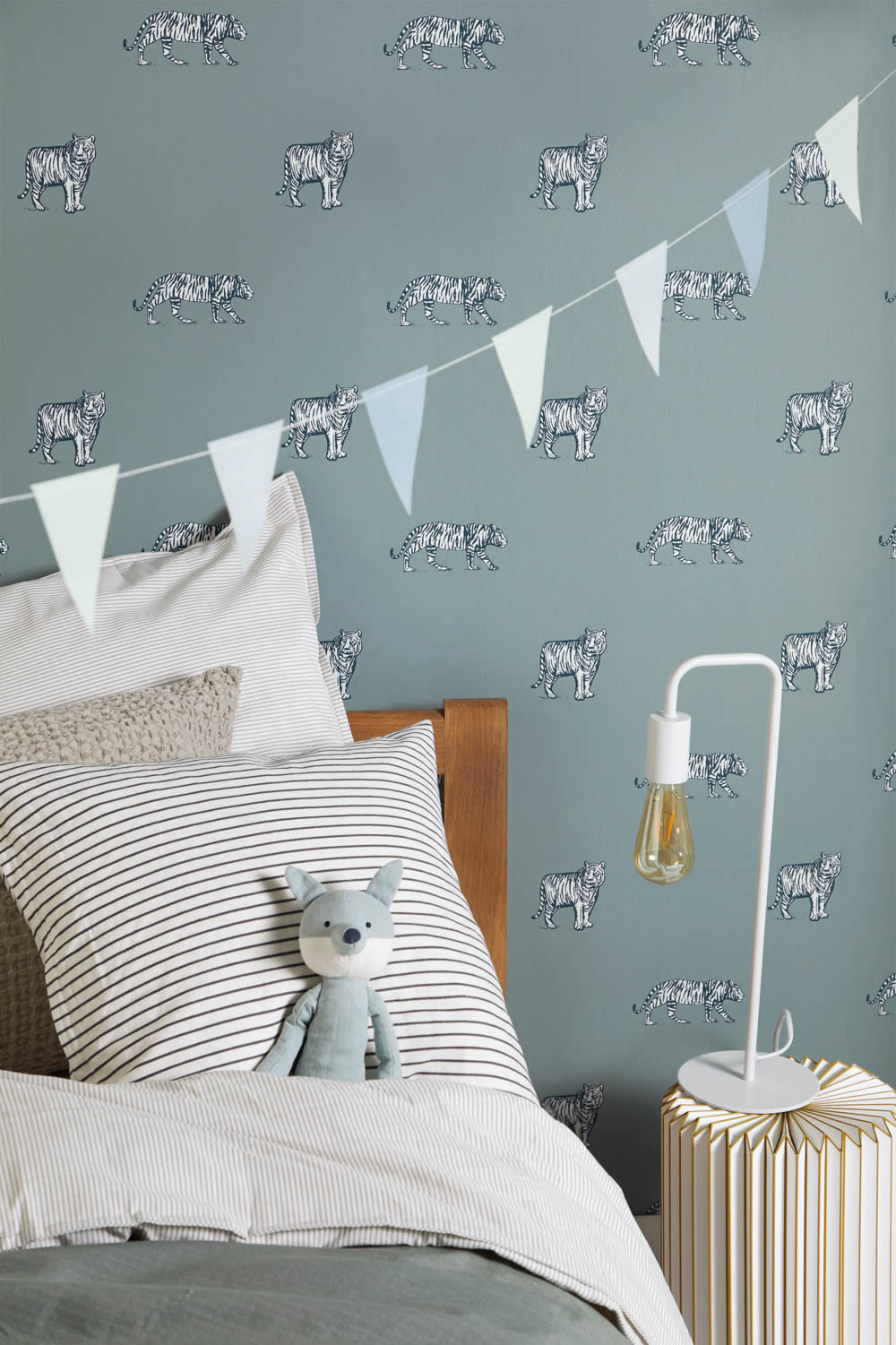 Non-woven wallpaper blue-green white tiger Our Planet OUP101967106-36-OUP101967106.1M