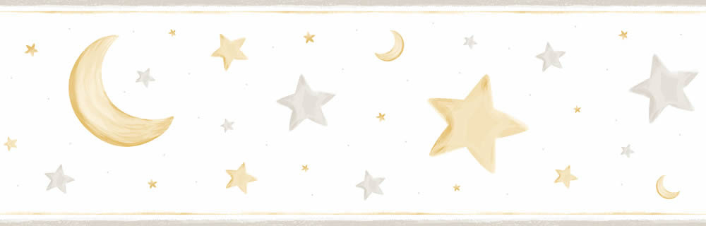 Moon and Stars Self-adhesive borders border white, yellow and gray Pippo Rasch Textil 104703-23-104703.1M