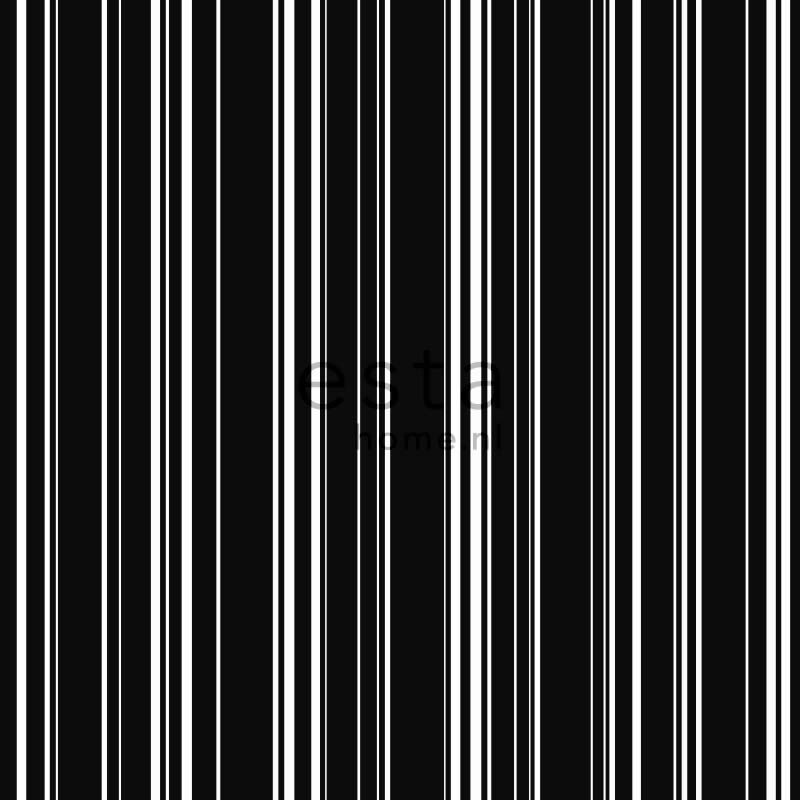 Non-woven wallpaper stripes black white