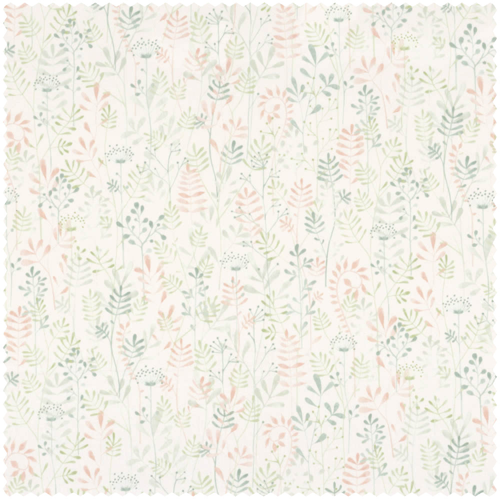 Stoff pastellfarben Blätter Äste Zweige weiß grün OUAT88507451