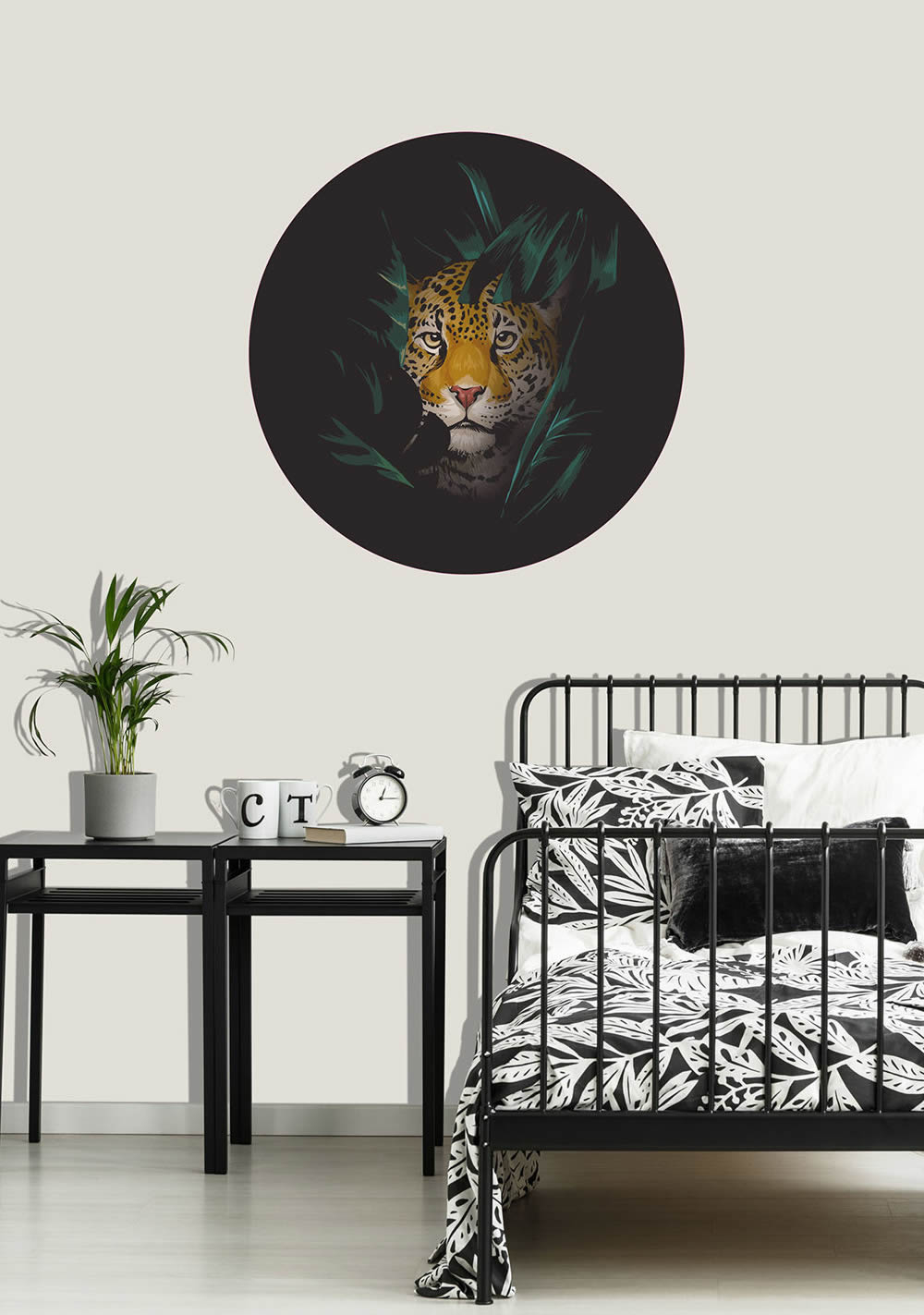 Wandbild Leopardenkopf Raubkatze vorgekleistert 100 x 100 cm