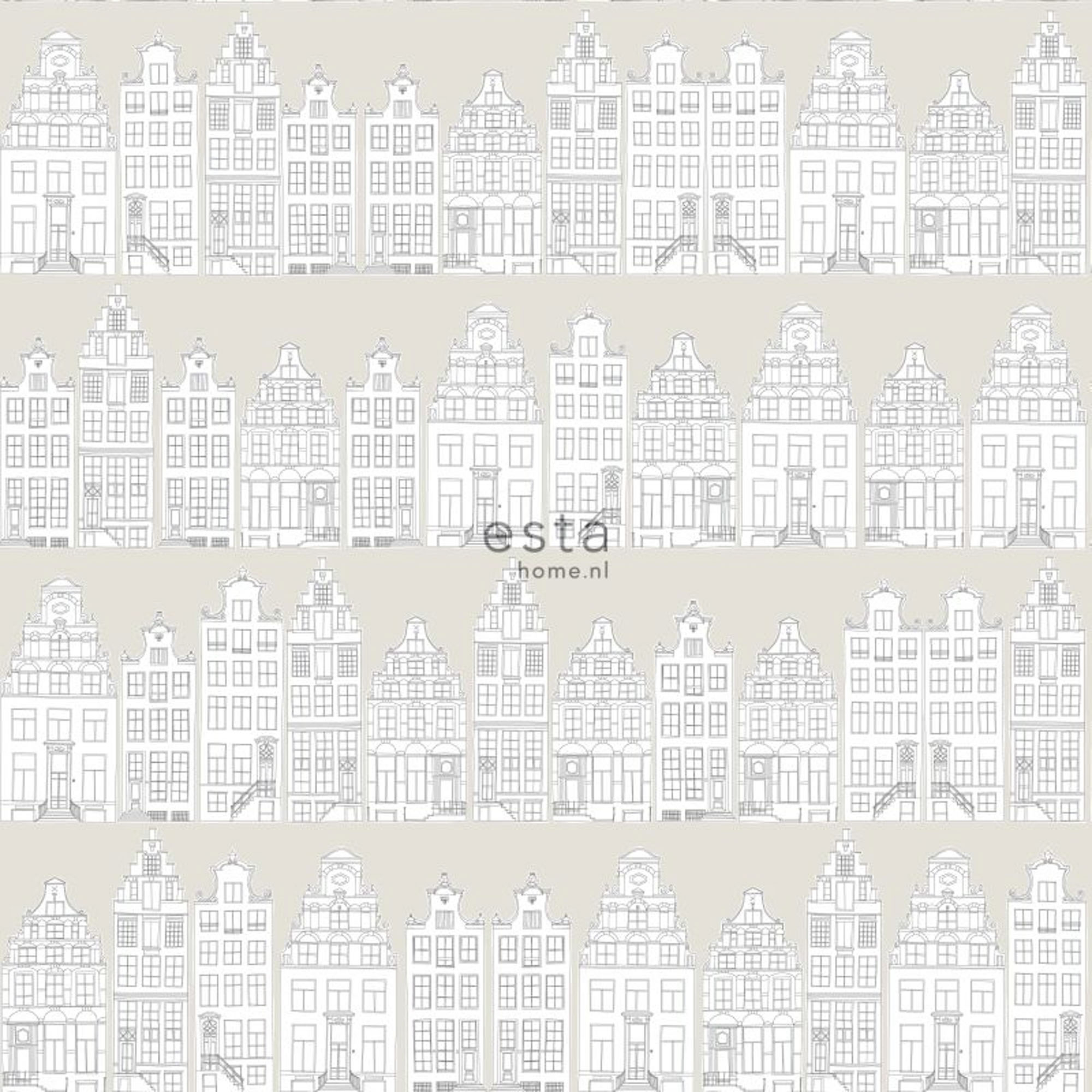 Amsterdam Tapete Häuser Vintage grau Vlies 138909