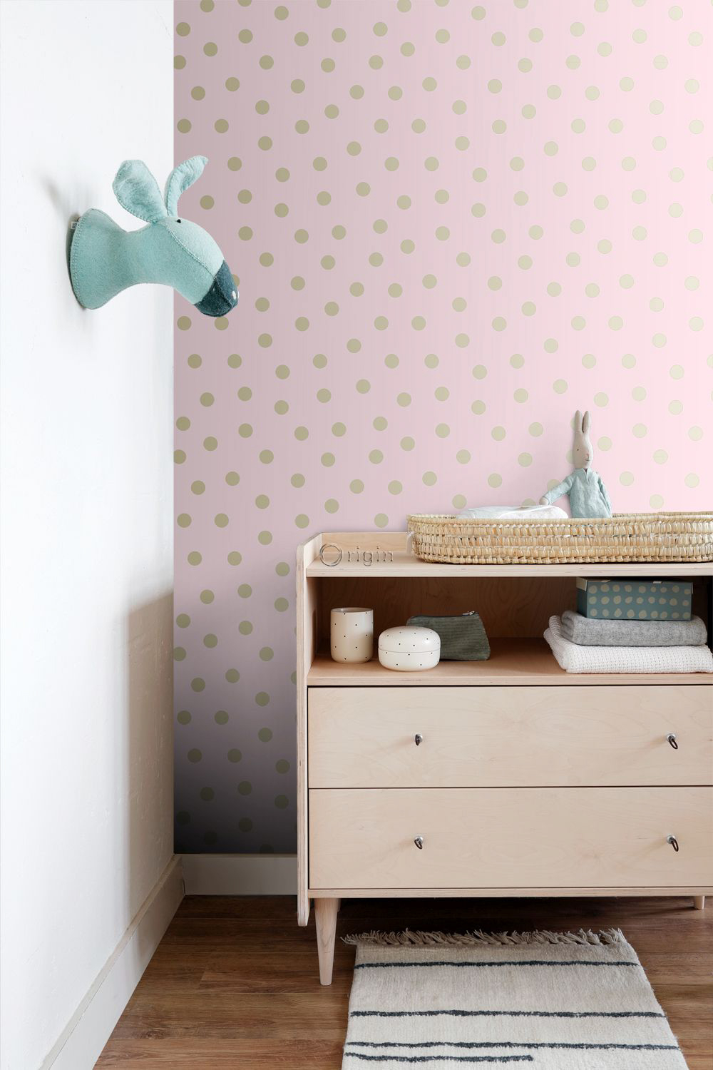 Tapete Vliestapete goldene Punkte rosa modern 347677